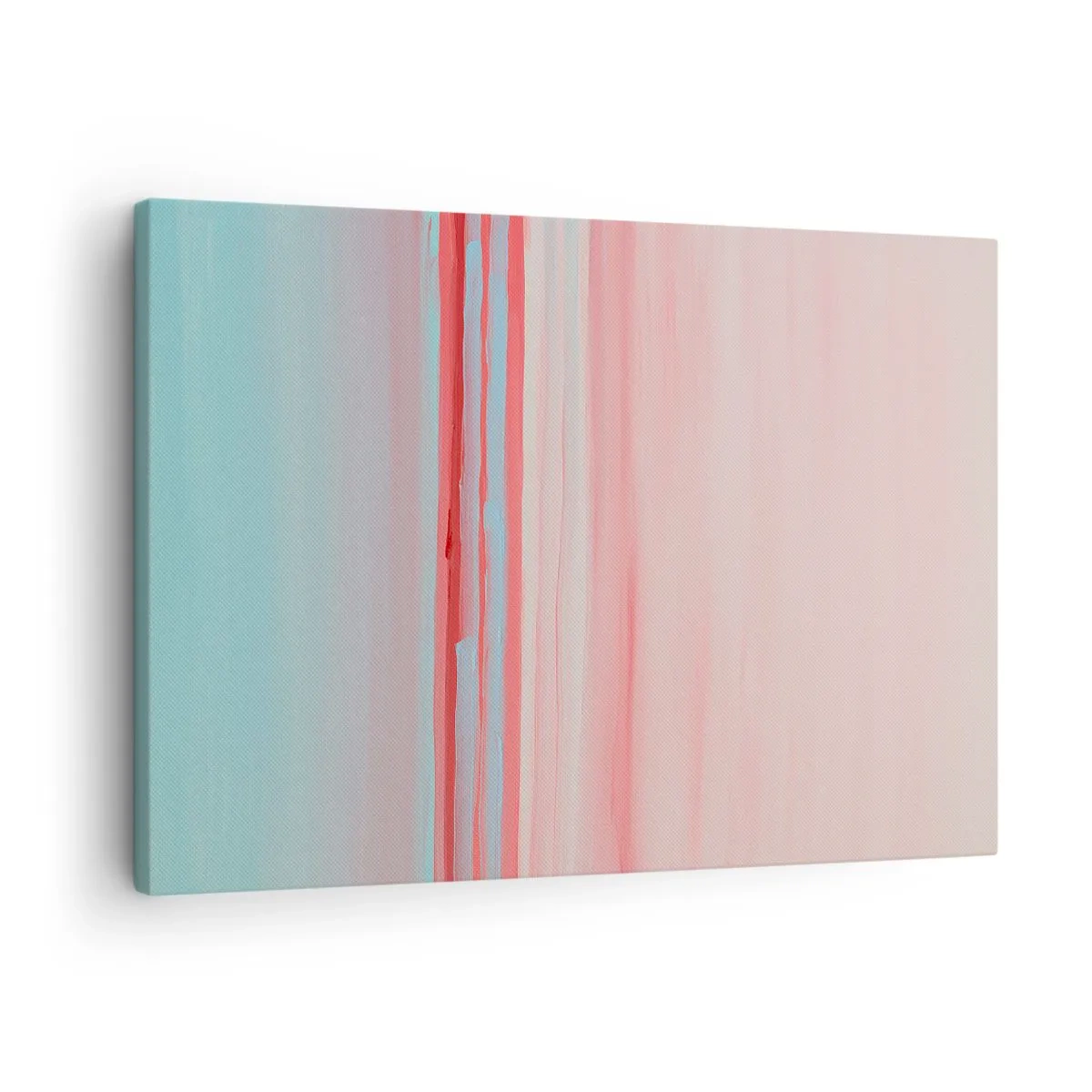 Schilderen op canvas - Pastellijnen in tinten roze en blauw in een minimalistische compositie - 70x50cm - Abstractie bij dageraad - Moderne wanddecoratie voor woonkamer en slaapkamer ARTTOR