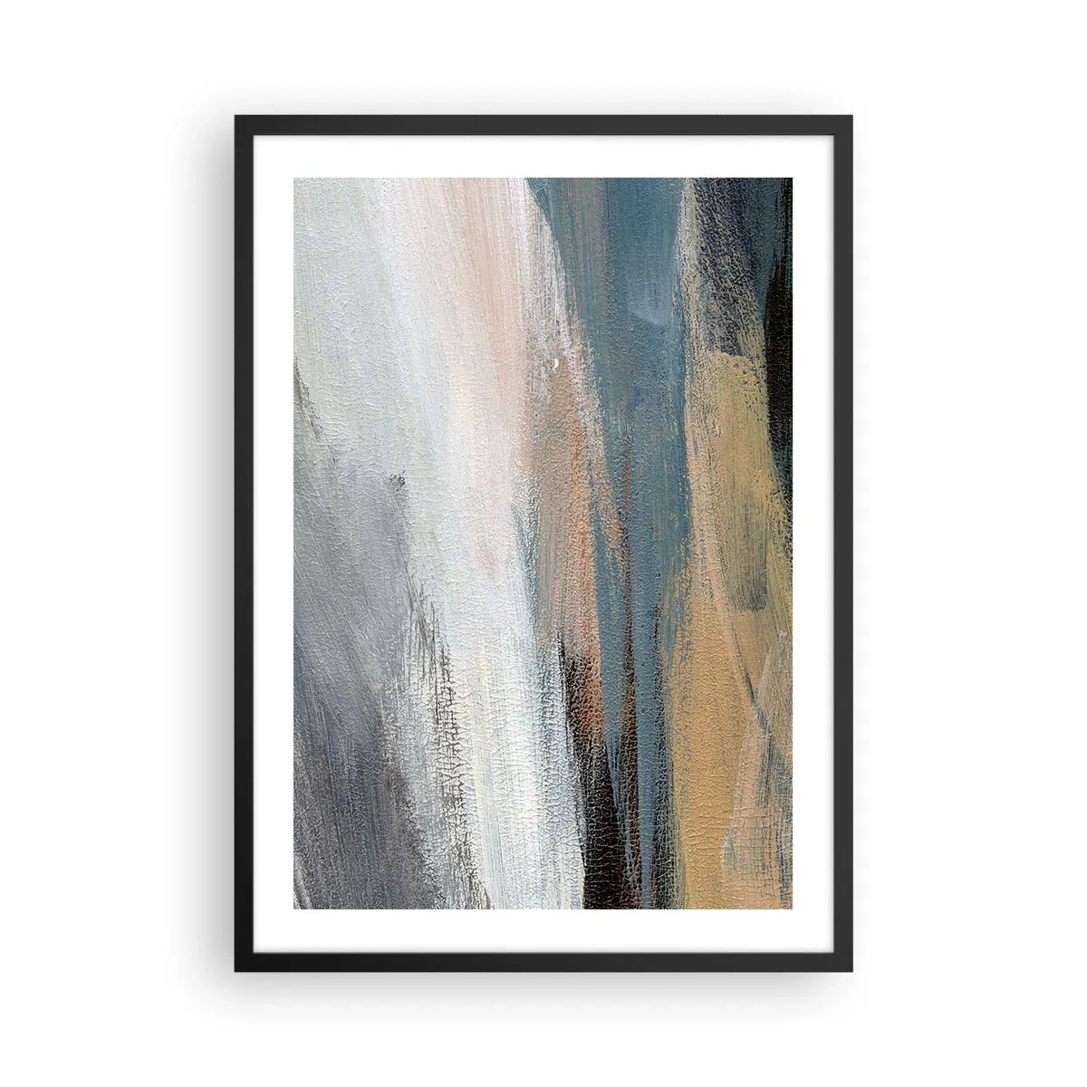 Poster in een zwarte lijst - Een abstracte compositie in gedempte kleuren - 50x70cm - Abstractie: noordelijk landschap - Moderne wanddecoratie voor woonkamer en slaapkamer ARTTOR