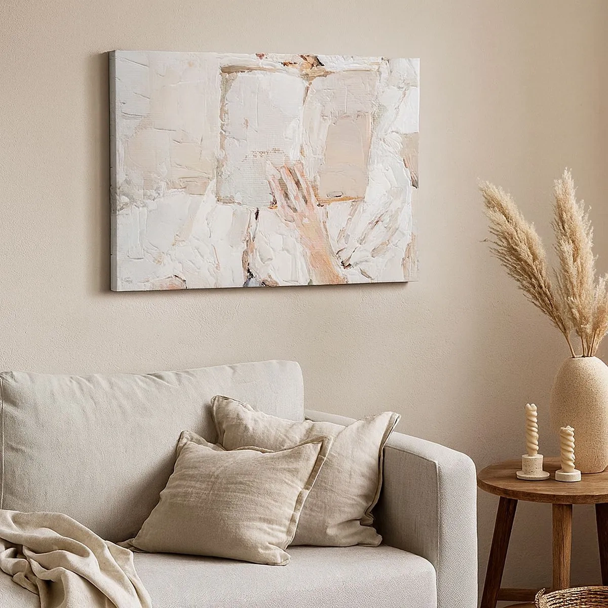 Schilderen op canvas - Een impressionistisch schilderij van een hand die een open boek vasthoudt. - 70x50cm - In een andere wereld - Moderne wanddecoratie voor woonkamer en slaapkamer ARTTOR