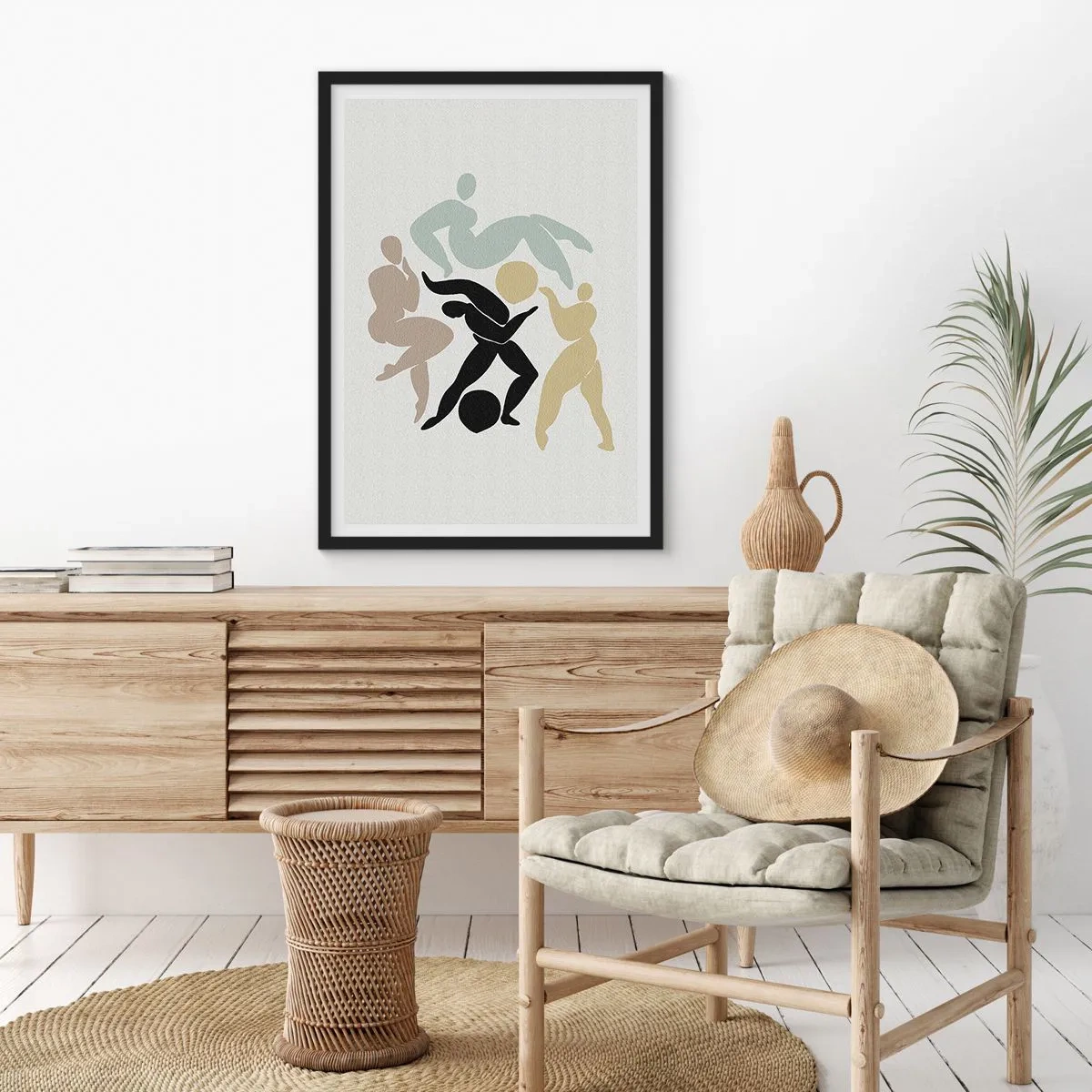 Poster in een zwarte lijst - Abstracte silhouetten van figuren in dynamische beweging - 50x70cm - Beweging voor gezondheid en schoonheid - Moderne wanddecoratie voor woonkamer en slaapkamer ARTTOR