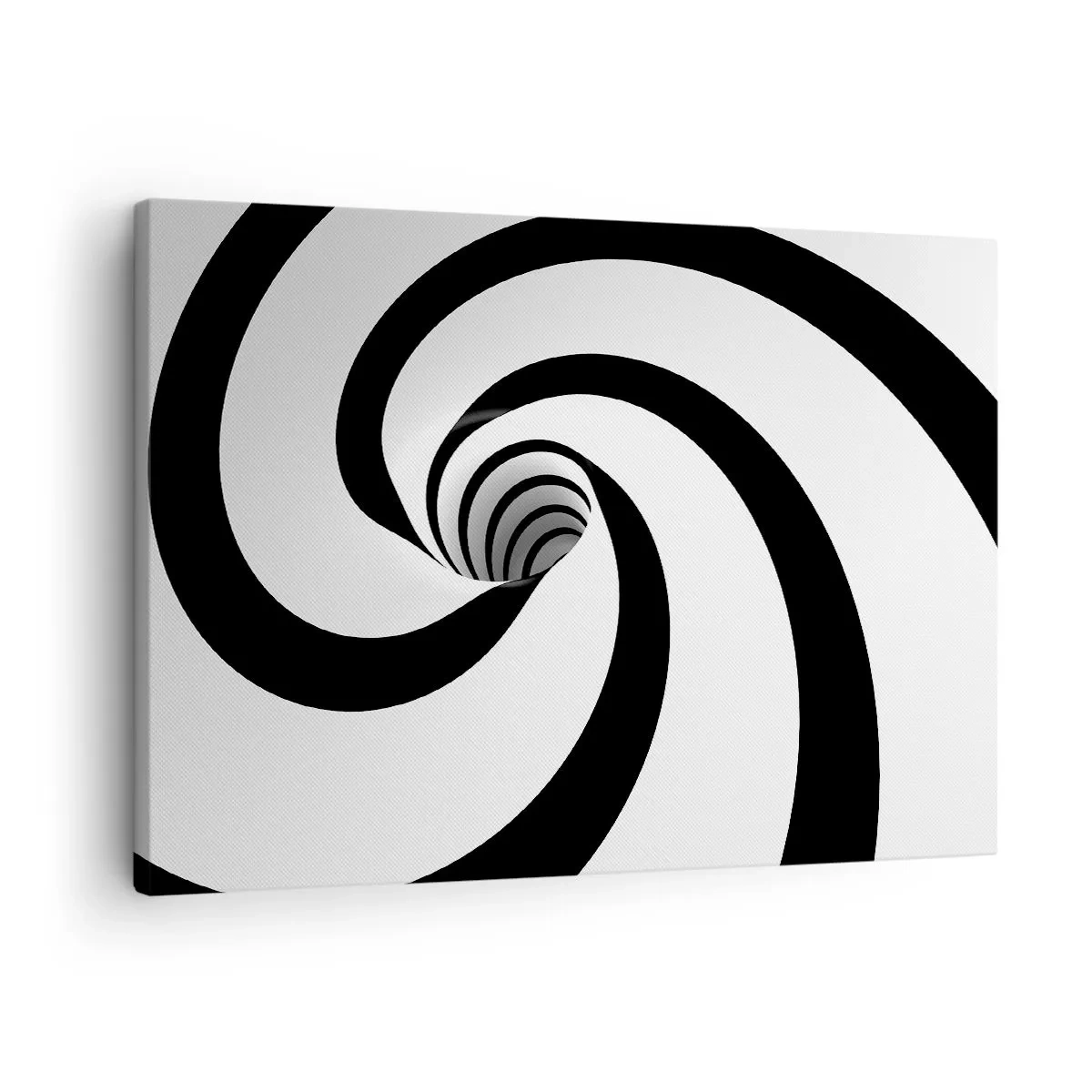 Schilderen op canvas - Abstracte zwart-witte spiraal met een werveleffect - 70x50cm - Toegeven aan de draaikolk? - Moderne wanddecoratie voor woonkamer en slaapkamer ARTTOR