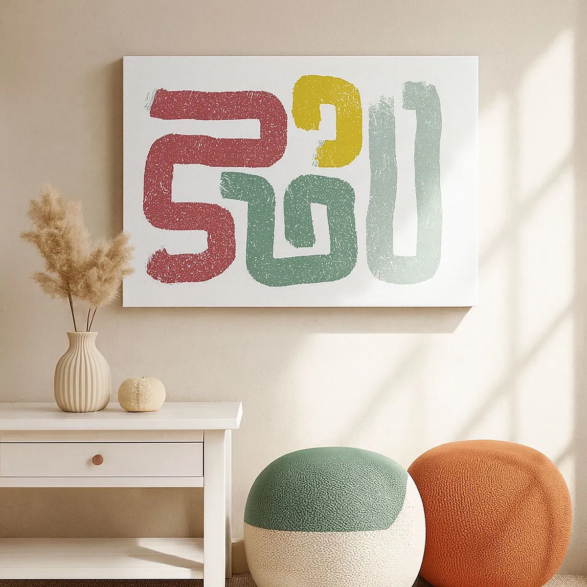 Schilderen op canvas - Kleurrijke geometrische patronen in een abstracte stijl - 70x50cm - In een onbekende taal - Moderne wanddecoratie voor woonkamer en slaapkamer ARTTOR