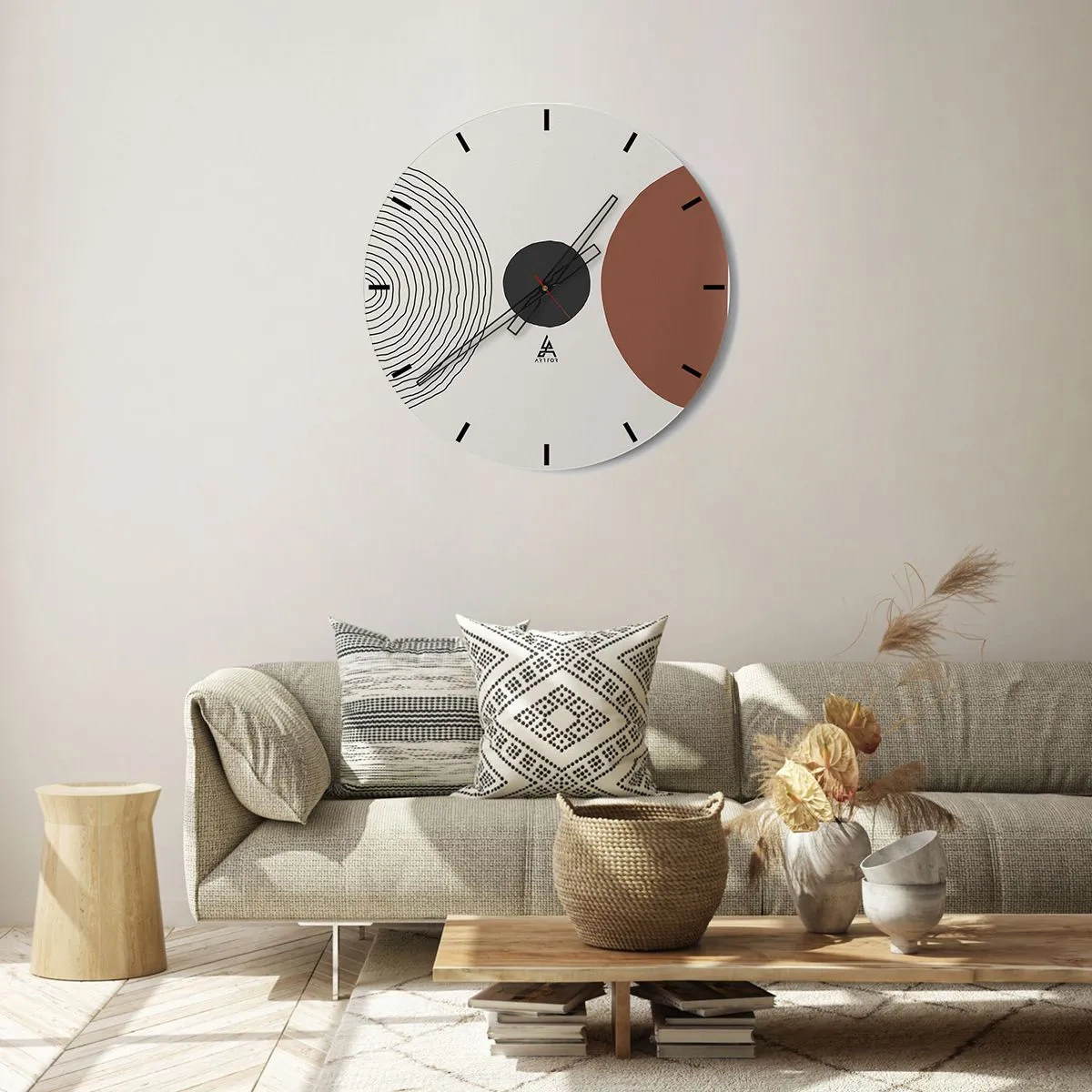Wandklok - Klok - Concentrische lijnen en geometrische cirkels in contrast - 30x30cm - Het middelpunt van de aandacht - Moderne wanddecoratie voor woonkamer, keuken en slaapkamer ARTTOR