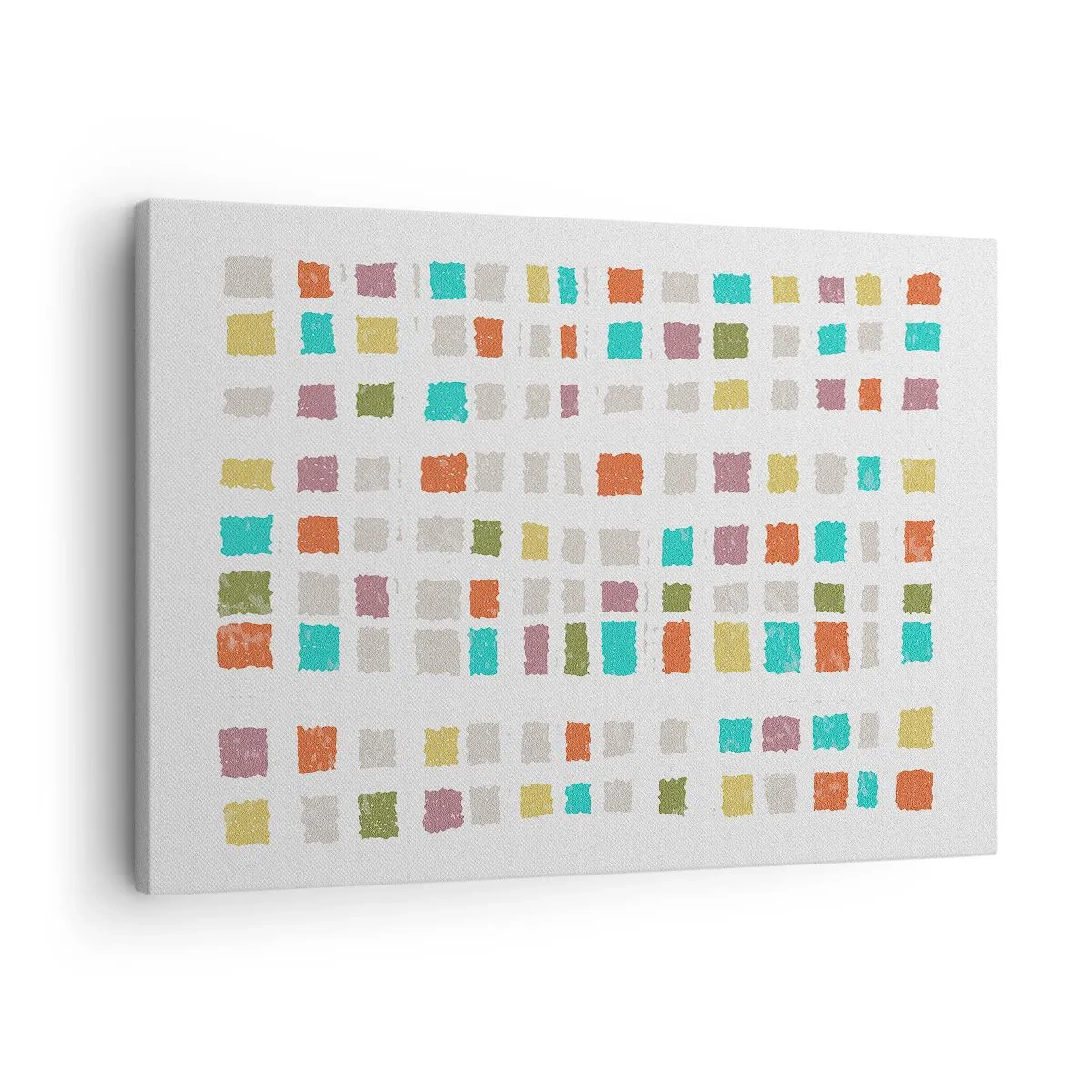 Schilderen op canvas - Kleurrijke vierkanten in een minimalistische opstelling op een witte achtergrond - 70x50cm - Onbekend spel - Moderne wanddecoratie voor woonkamer en slaapkamer ARTTOR