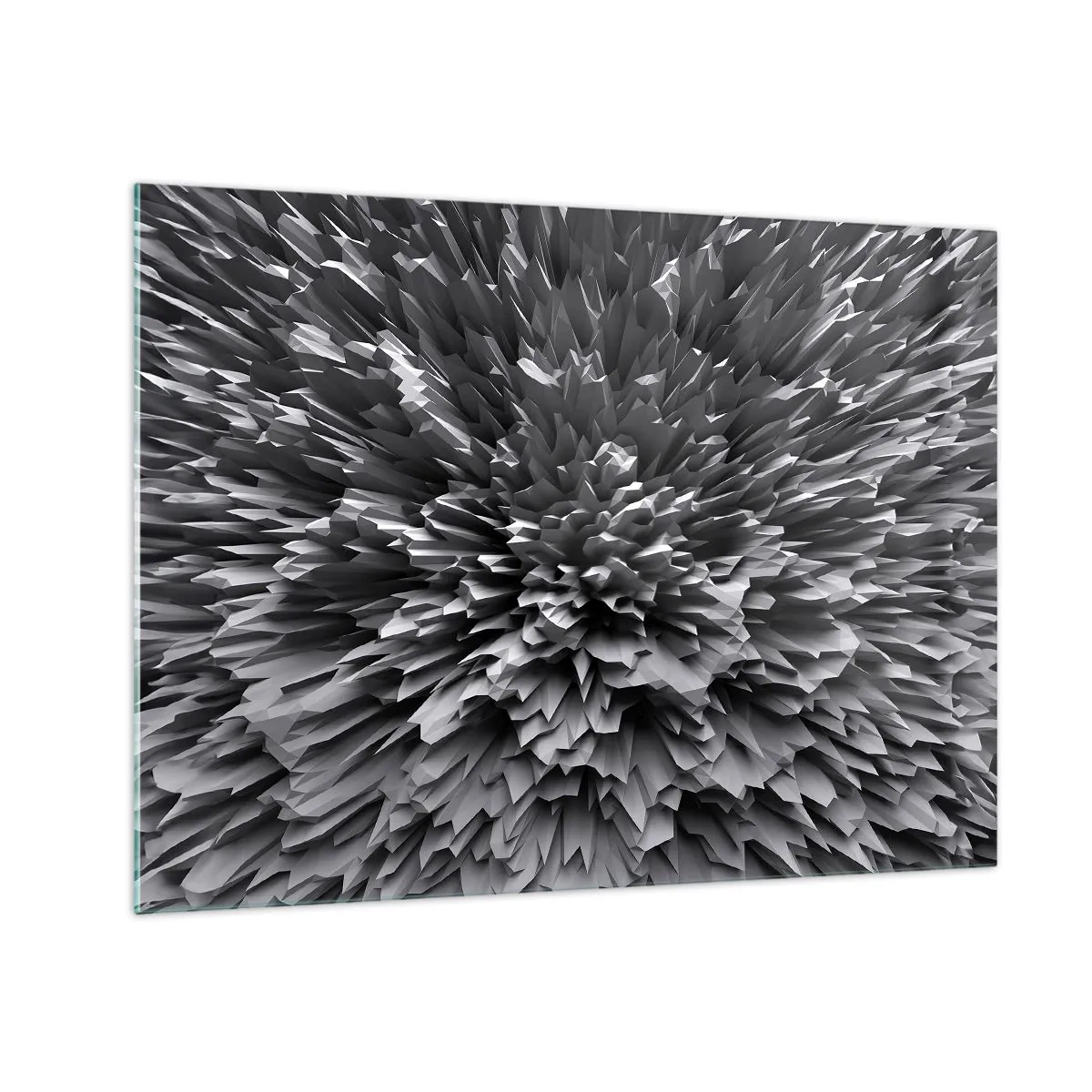 Schilderen op glas - Abstracte zwart-witte 3D-structuur met scherpe randen - 70x50cm - Strikter kan het niet - Moderne wanddecoratie voor woonkamer en slaapkamer ARTTOR
