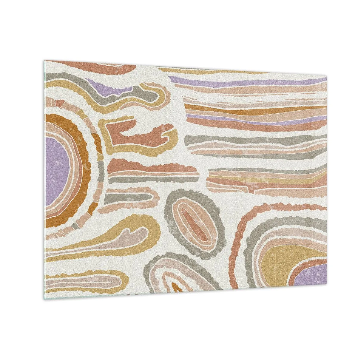 Schilderen op glas - Kleurrijke abstracte vormen die lijken op minerale dwarsdoorsneden - 70x50cm - Kleurrijke doorsneden - Moderne wanddecoratie voor woonkamer en slaapkamer ARTTOR