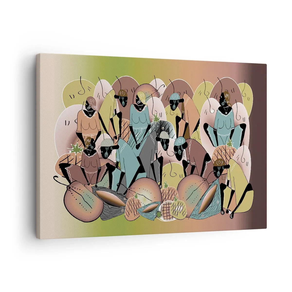 Schilderen op canvas - Een kleurrijke abstracte compositie geïnspireerd door de Afrikaanse cultuur - 70x50cm - Er komt een geweldige vakantie aan - Moderne wanddecoratie voor woonkamer en slaapkamer ARTTOR