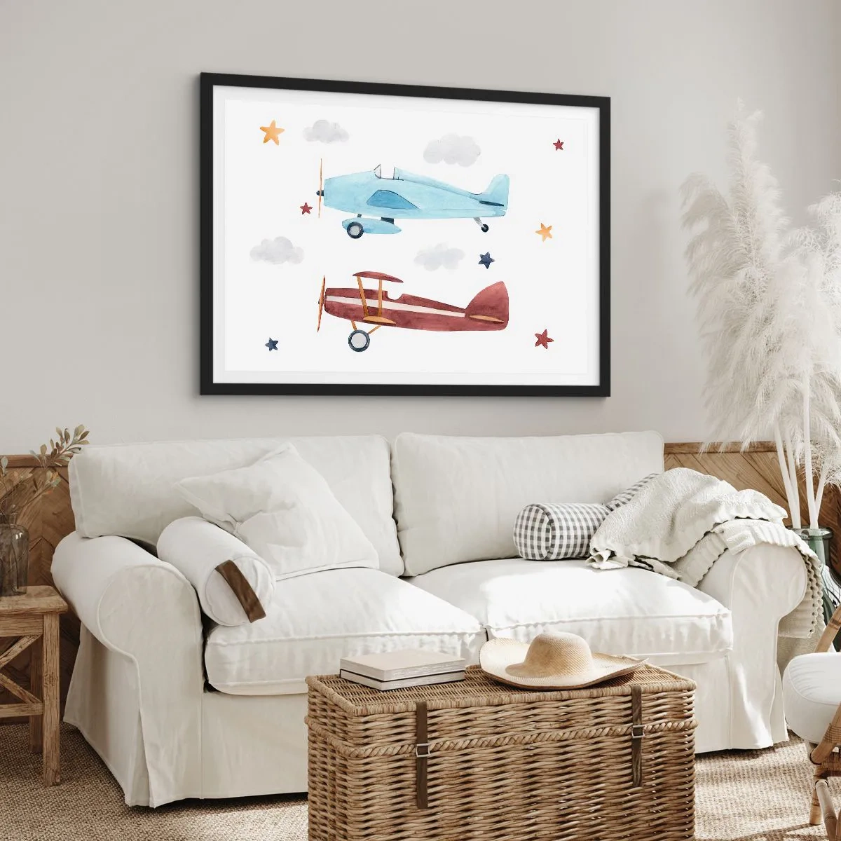 Poster in een zwarte lijst - Meneer Piloot, we wachten! - 70x50 cm