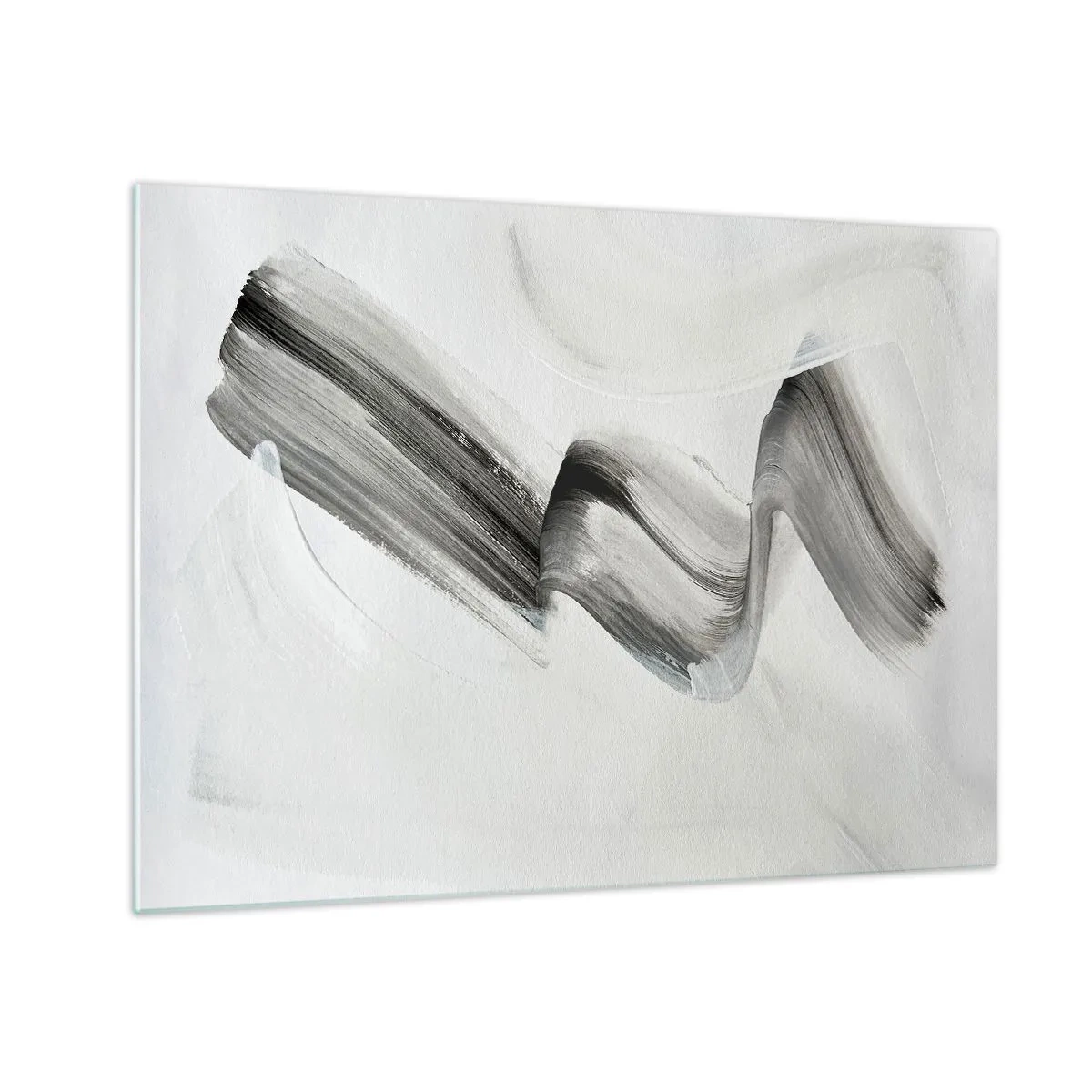 Schilderen op glas - Grijze abstracte penseelstreek op een lichte achtergrond - 70x50cm - Terloops voor de lol - Moderne wanddecoratie voor woonkamer en slaapkamer ARTTOR