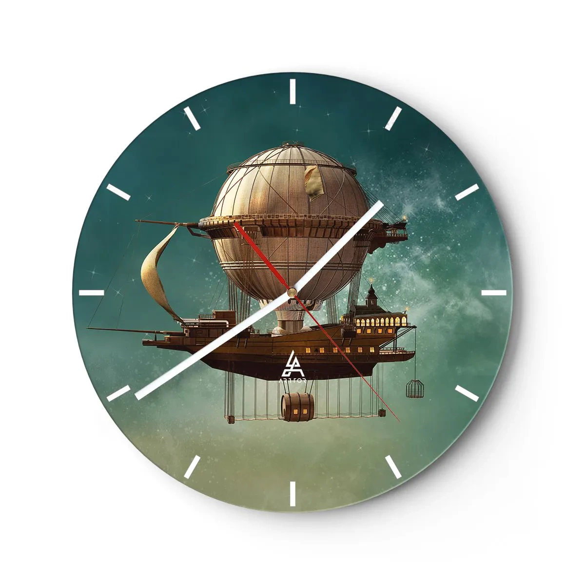 Wandklok - Klok - Een fantastisch retro-luchtschip dat in de wolken zweeft - 30x30cm - Jules Verne groet - Moderne wanddecoratie voor woonkamer, keuken en slaapkamer ARTTOR