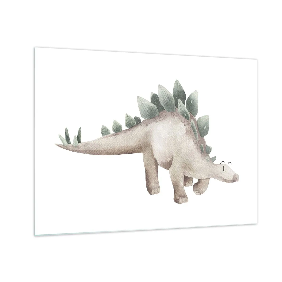 Schilderen op glas - Een schattige dinosaurus in pastelkleuren op een witte achtergrond - 70x50cm - Jouw vried - Moderne wanddecoratie voor woonkamer en slaapkamer ARTTOR