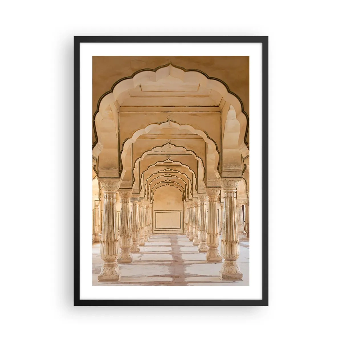 Poster in een zwarte lijst - Oosterse symmetrie - 50x70cm - In het paleis van de maharadja - Moderne wanddecoratie voor woonkamer en slaapkamer ARTTOR
