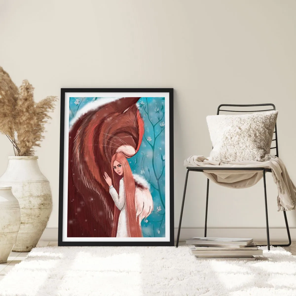 Poster in een zwarte lijst - Een voelbare aanwezigheid - 50x70cm - Welkom in het sprookje - Moderne wanddecoratie voor woonkamer en slaapkamer ARTTOR