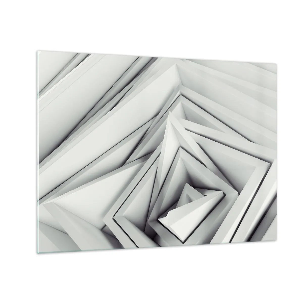 Schilderen op glas - Driedimensionale geometrische vormen in grijstinten - 70x50cm - Scherpe hoeken knoppen - Moderne wanddecoratie voor woonkamer en slaapkamer ARTTOR