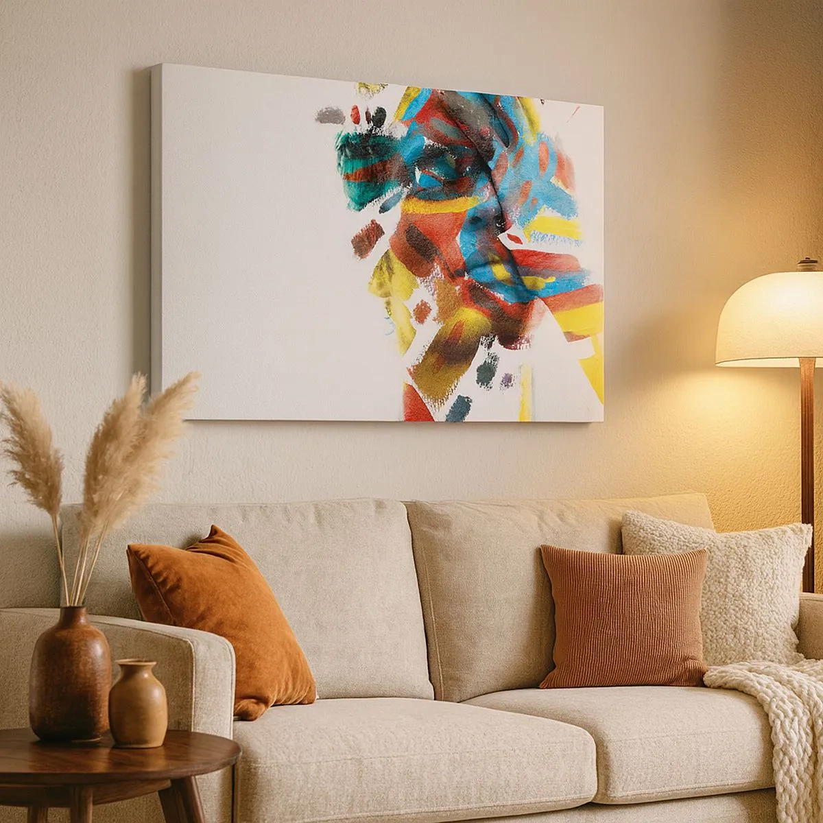 Schilderen op canvas - Abstract portret in levendige kleuren - 70x50cm - Een kleurrijke persoonlijkheid - Moderne wanddecoratie voor woonkamer en slaapkamer ARTTOR