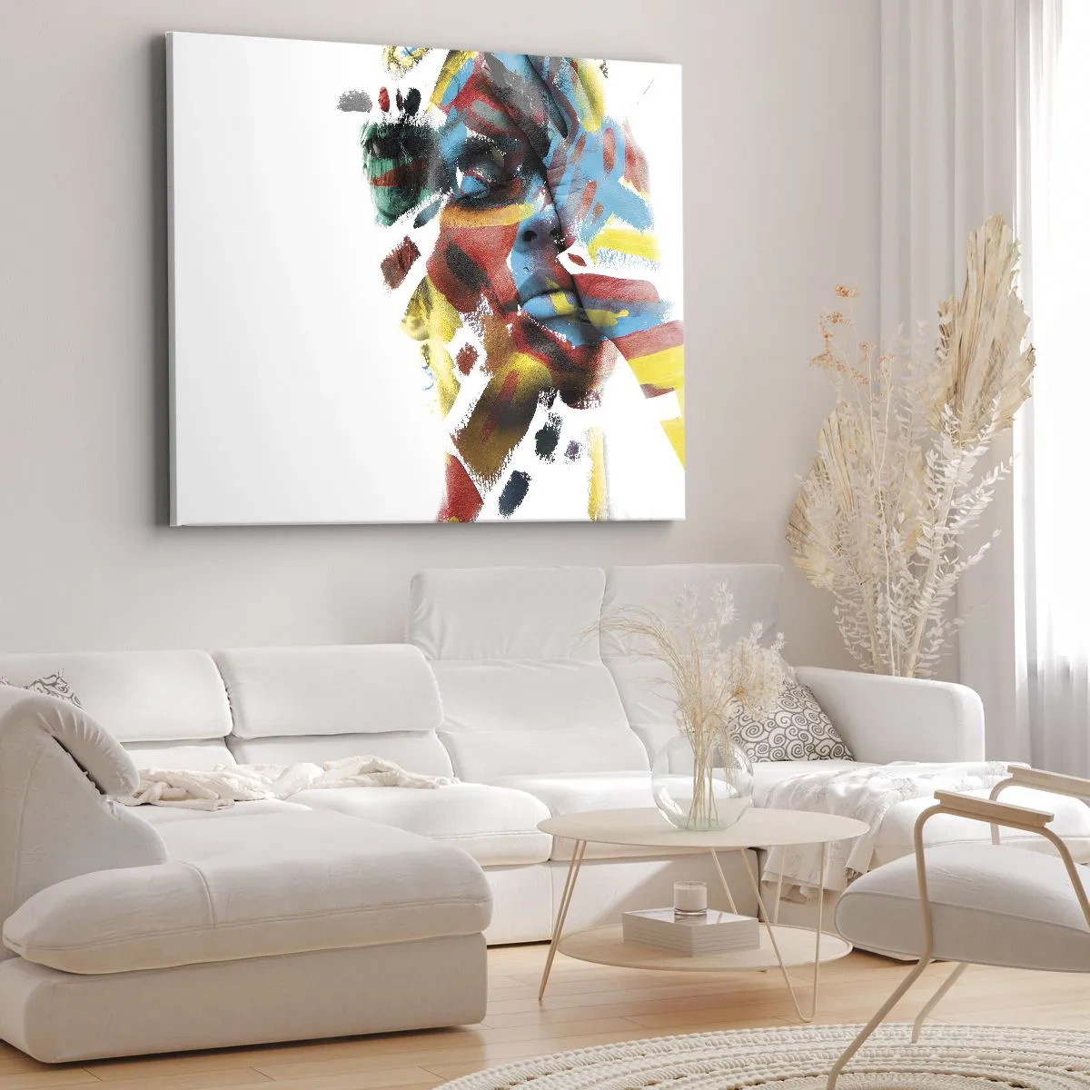 Schilderen op canvas - Abstract portret in levendige kleuren - 70x50cm - Een kleurrijke persoonlijkheid - Moderne wanddecoratie voor woonkamer en slaapkamer ARTTOR