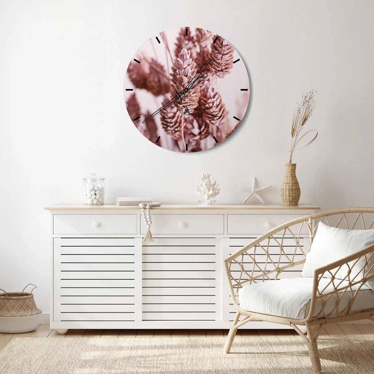 Wandklok - Klok - Een close-up van pastelroze spikes - 30x30cm - Schijnbaar onopvallend - Moderne wanddecoratie voor woonkamer, keuken en slaapkamer ARTTOR