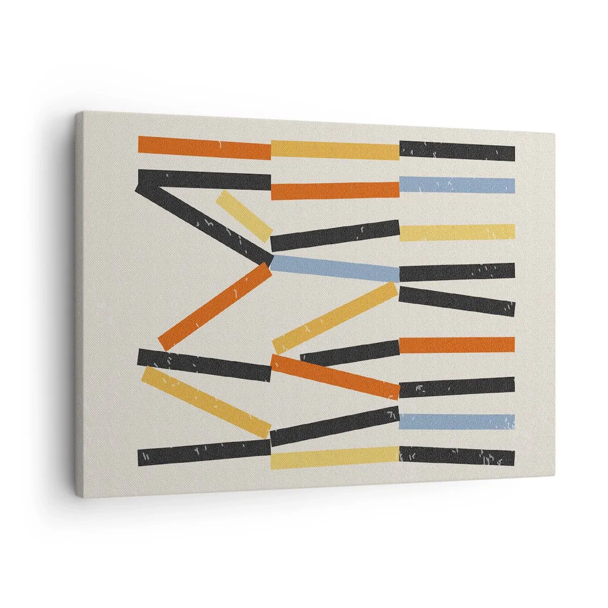 Schilderen op canvas - Abstracte compositie met gekleurde en zwarte rechthoeken in een horizontale opstelling - 70x50cm - Compositie op goed niveau - Moderne wanddecoratie voor woonkamer en slaapkamer ARTTOR