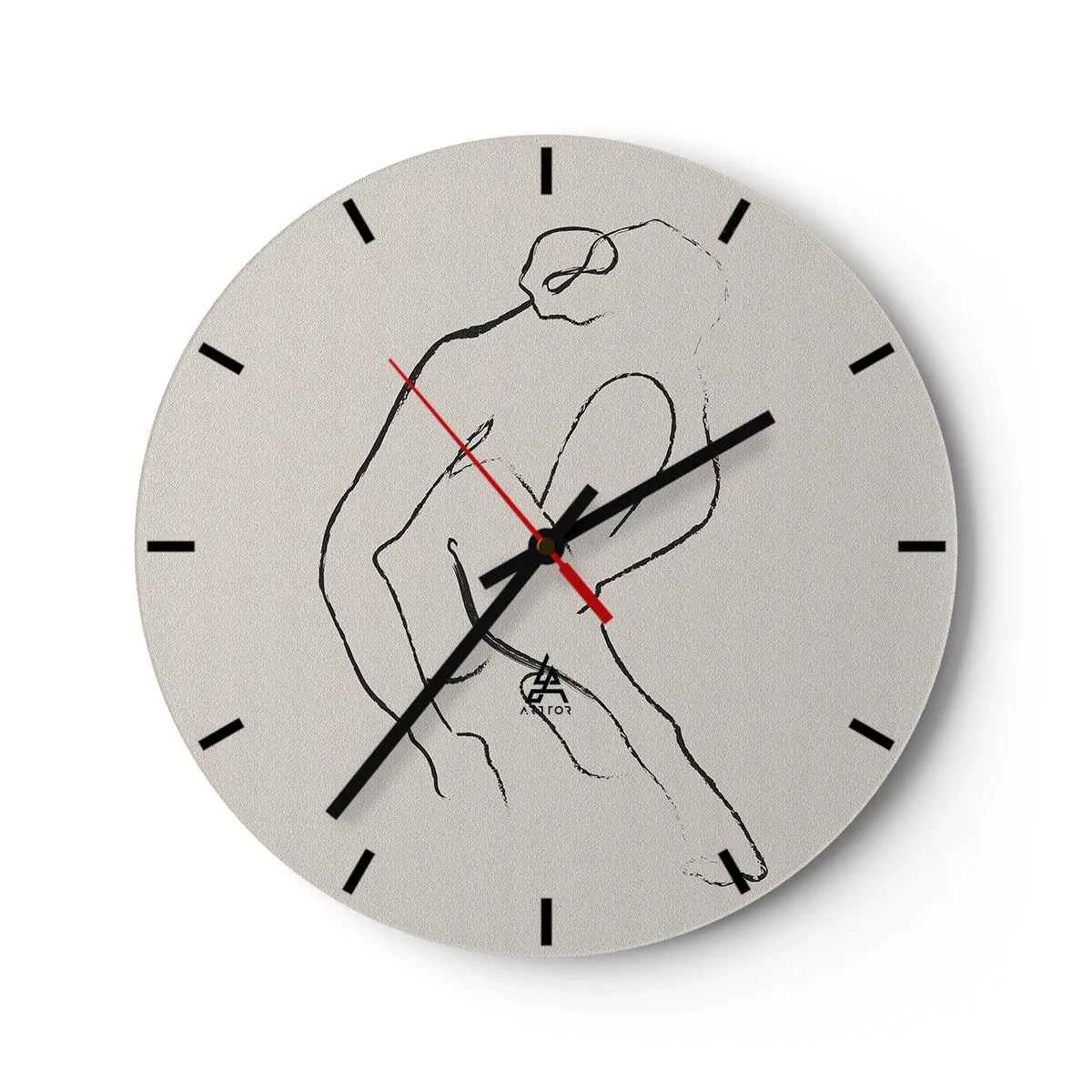 Wandklok - Klok - Een delicate schets van een vrouwelijk silhouet op een lichte achtergrond - 30x30cm - Intieme schets - Moderne wanddecoratie voor woonkamer, keuken en slaapkamer ARTTOR