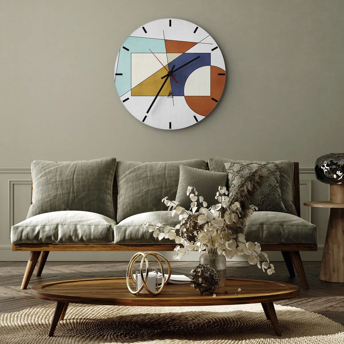 Wandklok - Klok - Kleurrijke geometrische compositie met rechthoeken en cirkels - 30x30cm - Abstractie: modernistisch plezier - Moderne wanddecoratie voor woonkamer, keuken en slaapkamer ARTTOR