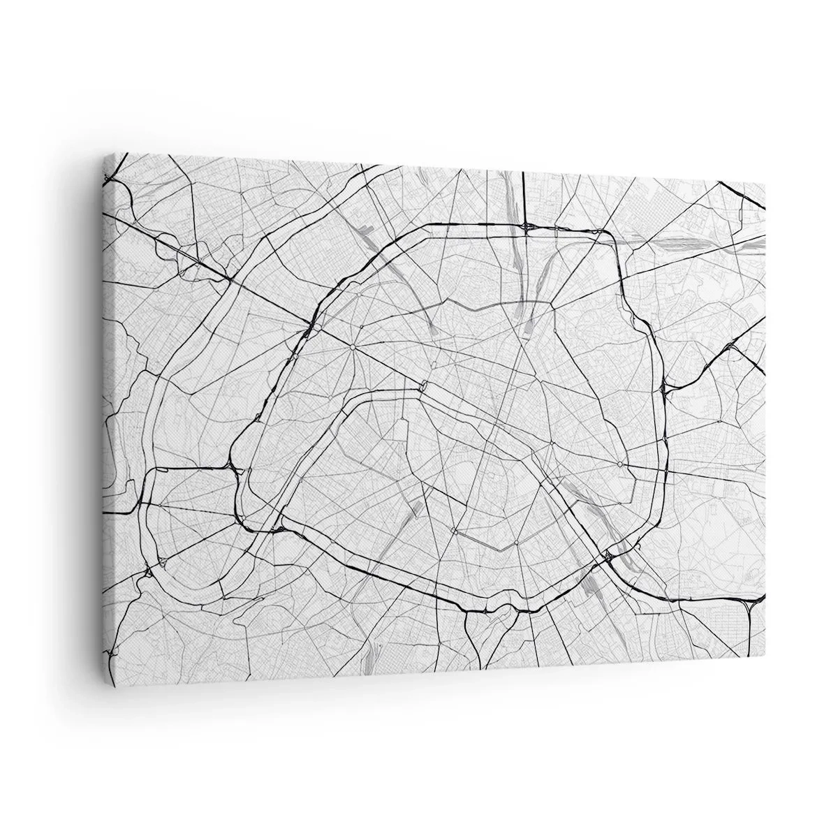 Schilderen op canvas - Minimalistische stadskaart in zwart-wit - 70x50cm - Parijs bloem - Moderne wanddecoratie voor woonkamer en slaapkamer ARTTOR