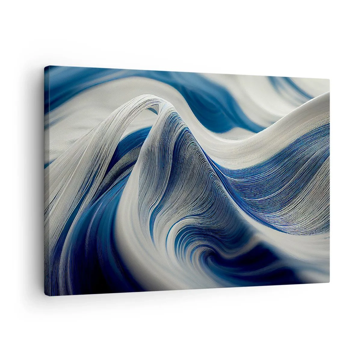 Schilderen op canvas - Abstracte golven in tinten blauw en wit - 70x50cm - De vloeibaarheid van blauw en wit - Moderne wanddecoratie voor woonkamer en slaapkamer ARTTOR