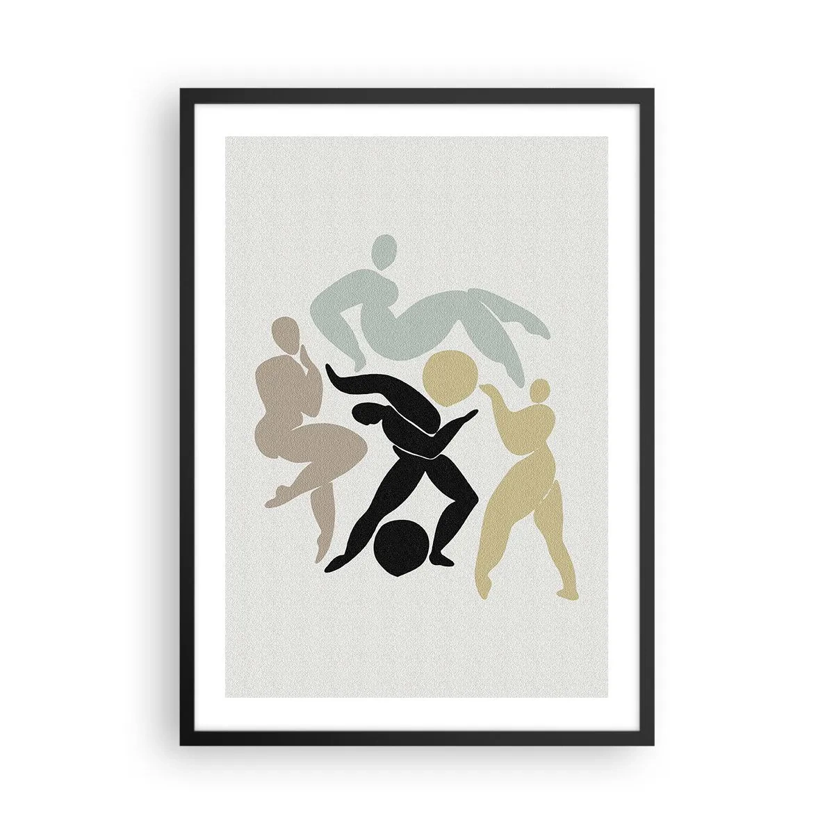 Poster in een zwarte lijst - Abstracte silhouetten van figuren in dynamische beweging - 50x70cm - Beweging voor gezondheid en schoonheid - Moderne wanddecoratie voor woonkamer en slaapkamer ARTTOR