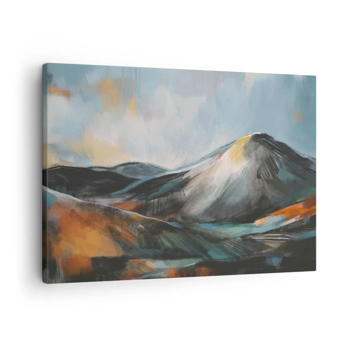 Schilderen op canvas - Abstract berglandschap in warme tinten - 70x50cm - Ruw en prachtig - Moderne wanddecoratie voor woonkamer en slaapkamer ARTTOR