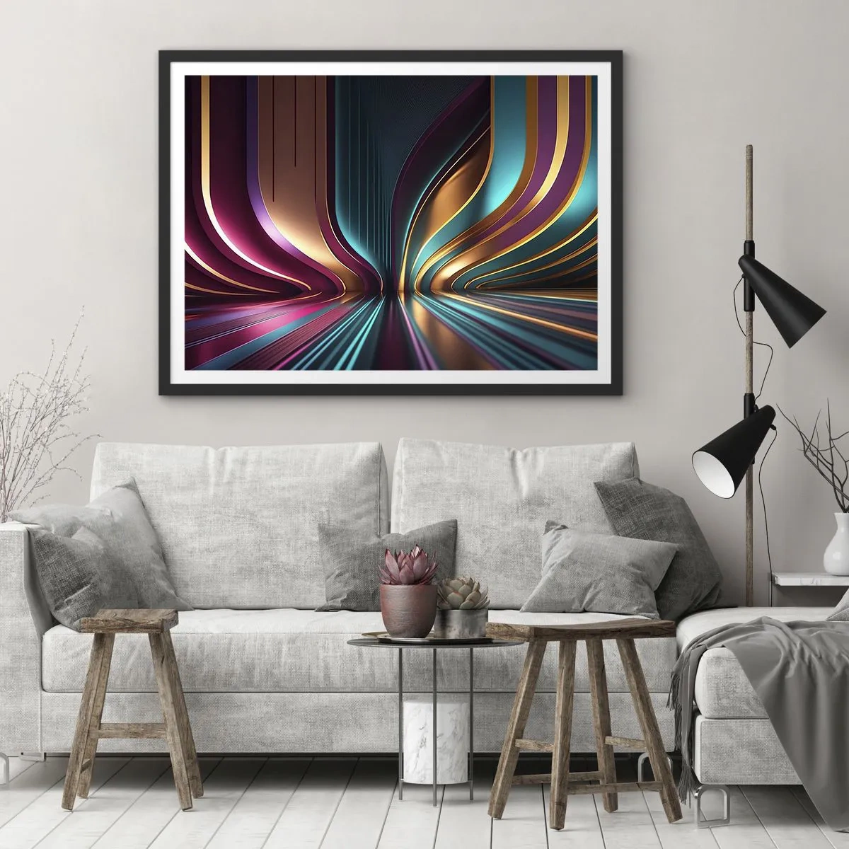Poster in een zwarte lijst - Architectuur van licht - 70x50 cm