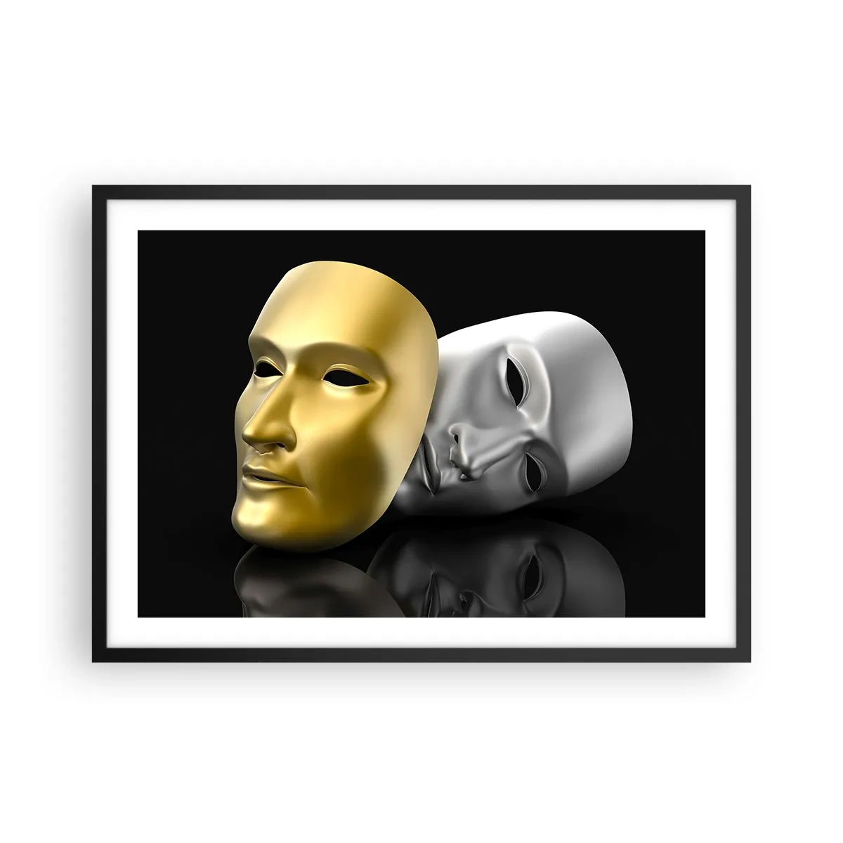 Poster in een zwarte lijst - Het leven is theater - 70x50 cm