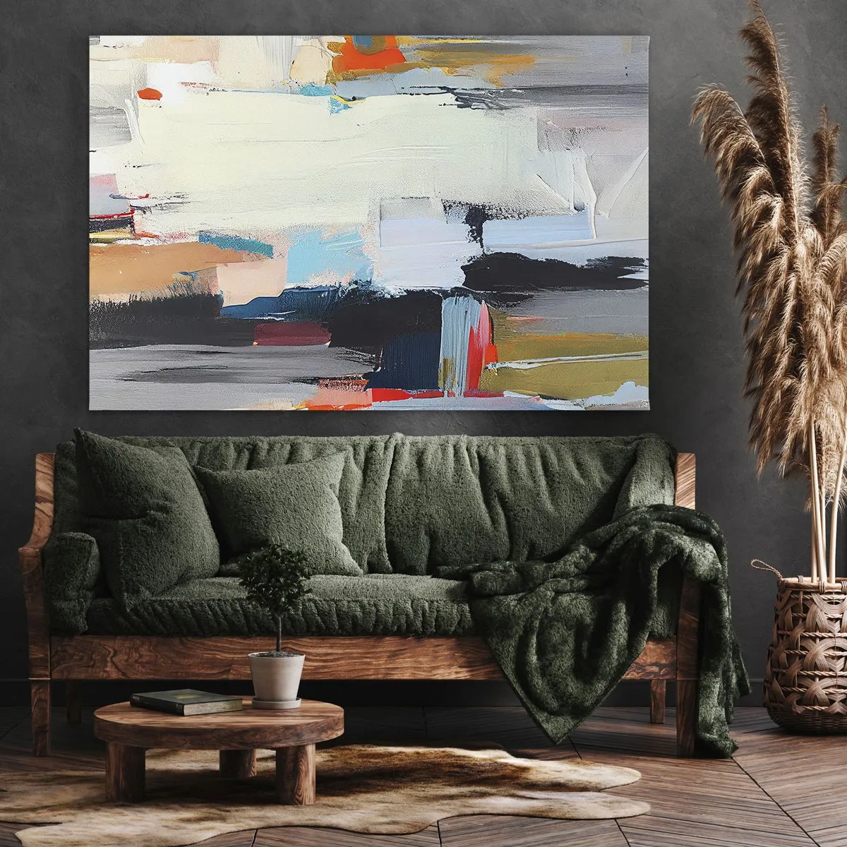 Schilderen op canvas - Kleurrijke abstractie met dynamische penseelstreken - 70x50cm - Is er een methode? - Moderne wanddecoratie voor woonkamer en slaapkamer ARTTOR