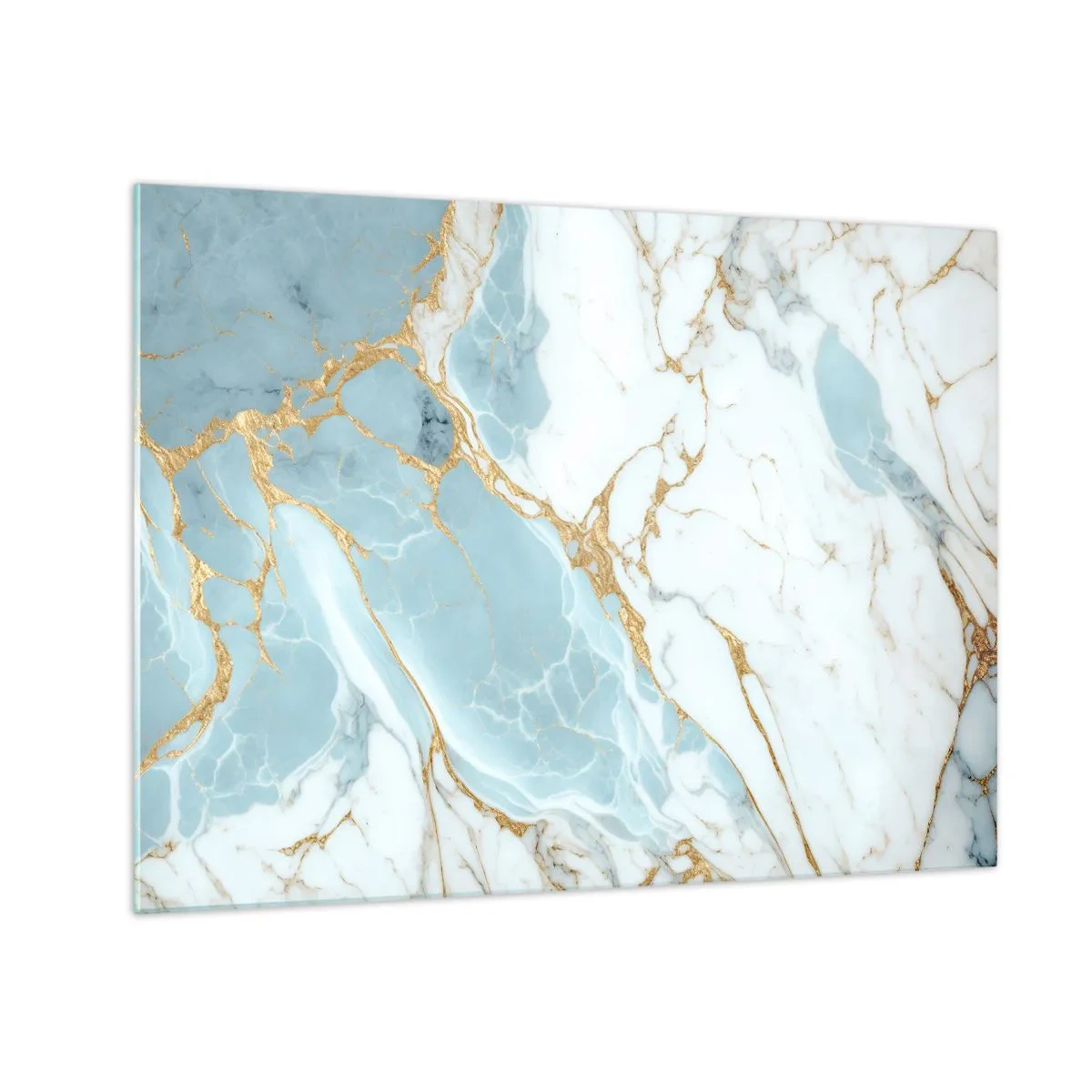 Schilderen op glas - Abstract marmer in tinten blauw en goud - 70x50cm - Rijkdom van steen - Moderne wanddecoratie voor woonkamer en slaapkamer ARTTOR