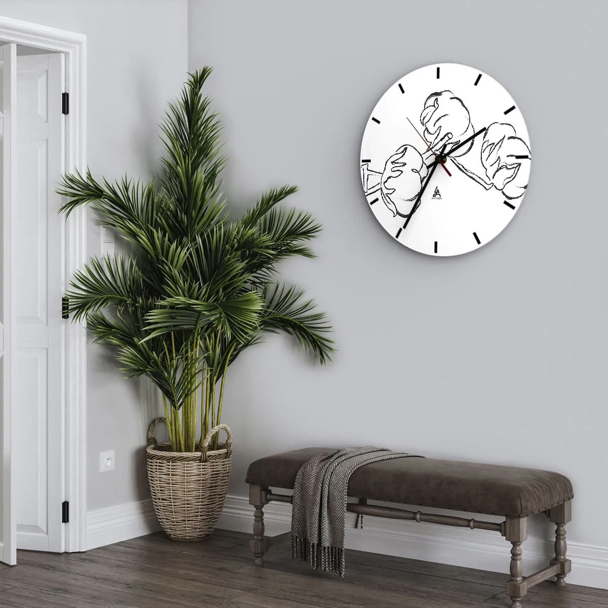 Wandklok - Klok - Zwart-wit schets van een katoentak op een witte achtergrond - 30x30cm - Katoen dons - Moderne wanddecoratie voor woonkamer, keuken en slaapkamer ARTTOR