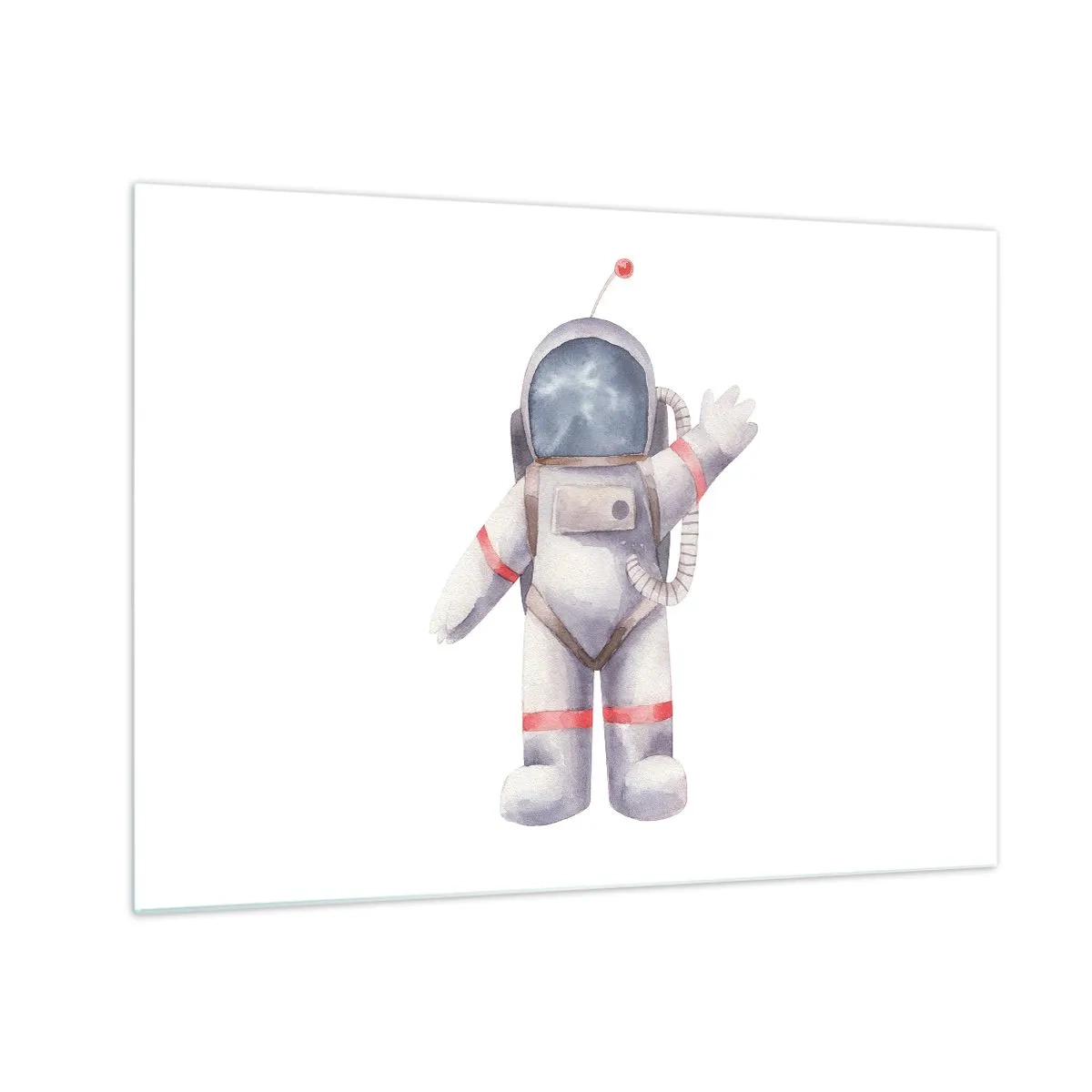 Schilderen op glas - Astronaut zwaait in de ruimte - 70x50cm - Tot ziens! - Moderne wanddecoratie voor woonkamer en slaapkamer ARTTOR