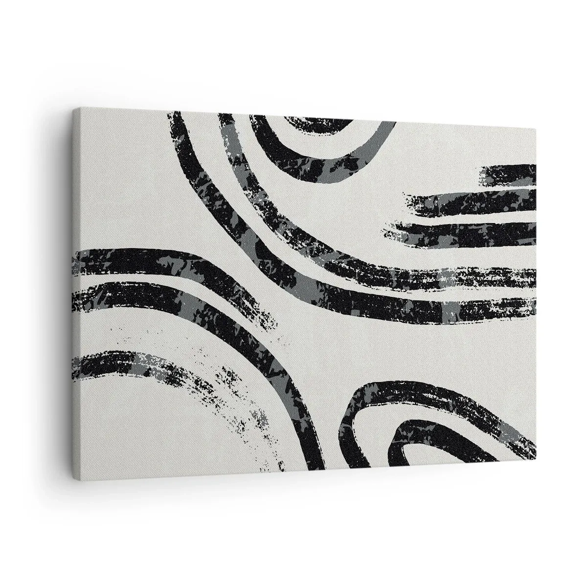 Schilderen op canvas - Zwart-witte abstracte lijnen op een lichte achtergrond - 70x50cm - Half gestopt - Moderne wanddecoratie voor woonkamer en slaapkamer ARTTOR