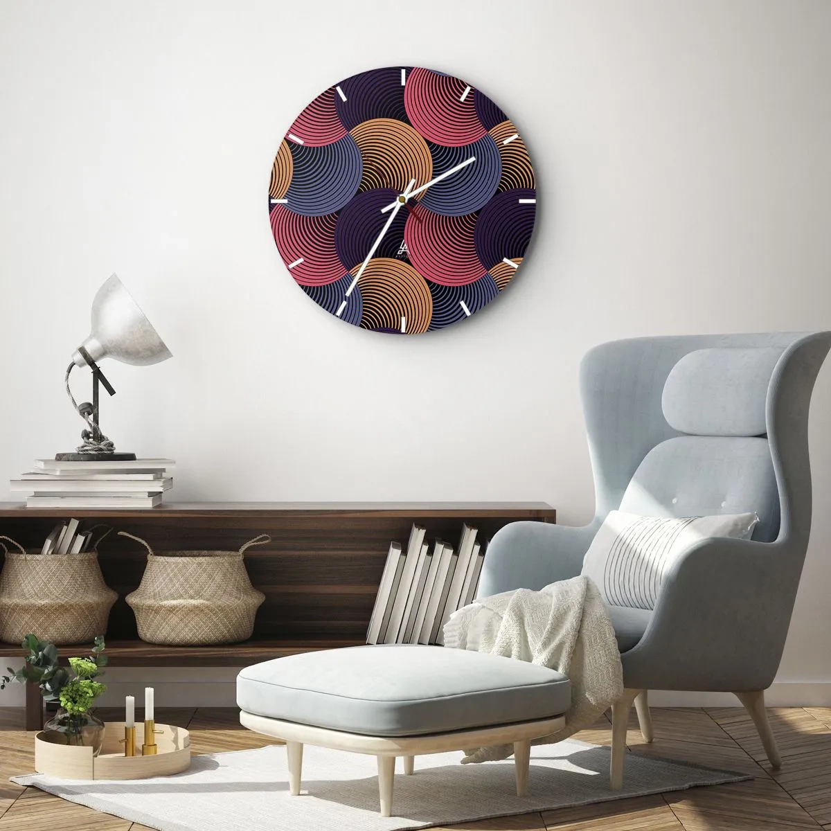 Wandklok - Klok - Kleurrijke concentrische cirkels in een dynamische opstelling - 30x30cm - In een cirkelvormig ritme - Moderne wanddecoratie voor woonkamer, keuken en slaapkamer ARTTOR