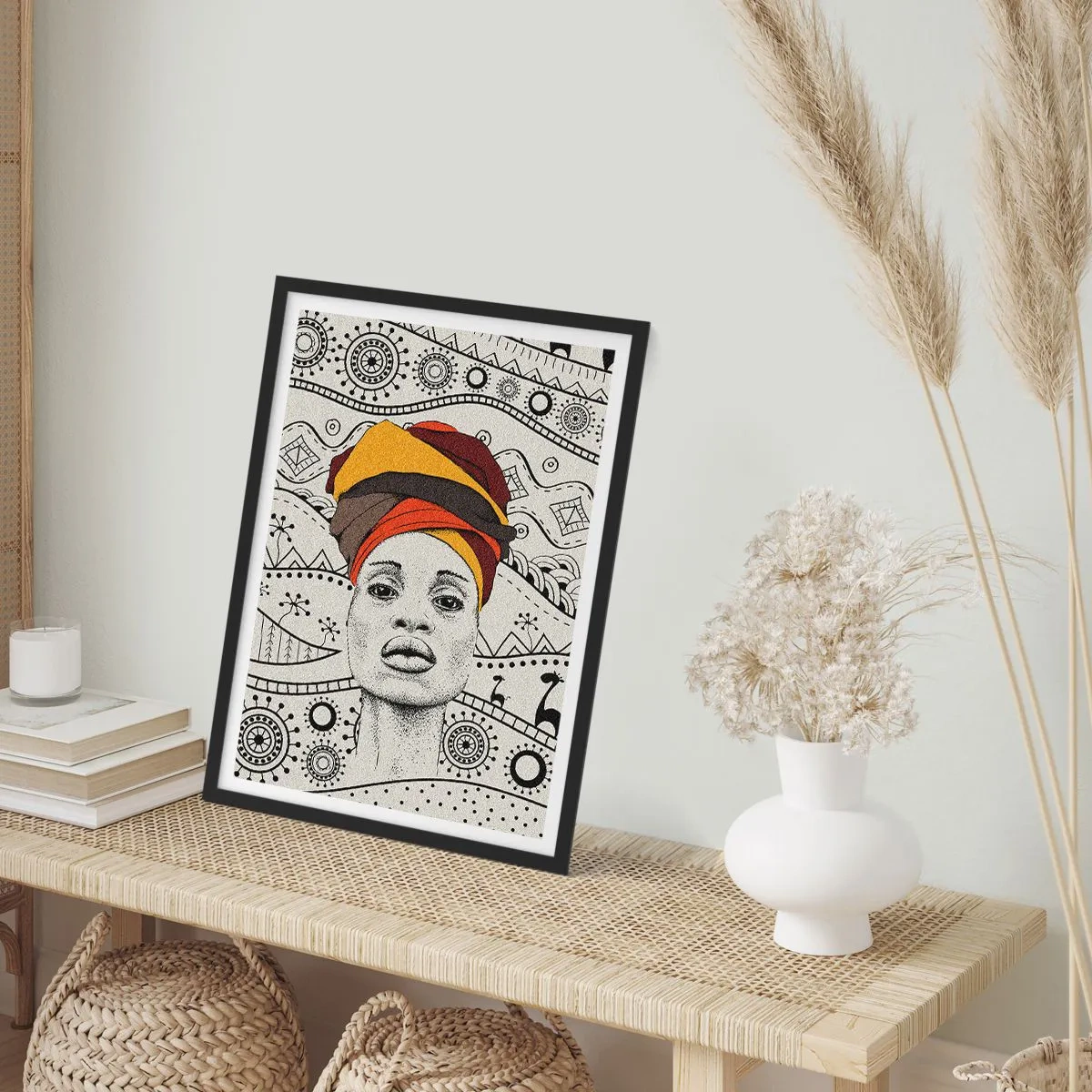 Poster in een zwarte lijst - Afrikaanse patriarch - 50x70cm - Afrikaans portret - Moderne wanddecoratie voor woonkamer en slaapkamer ARTTOR