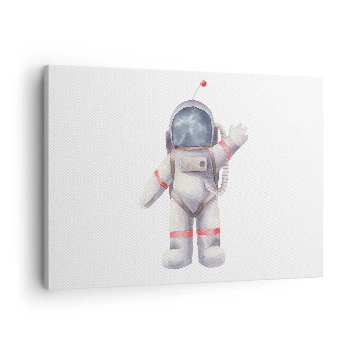 Schilderen op canvas - Aquarelstijl astronaut op een witte achtergrond - 70x50cm - Tot ziens! - Moderne wanddecoratie voor woonkamer en slaapkamer ARTTOR