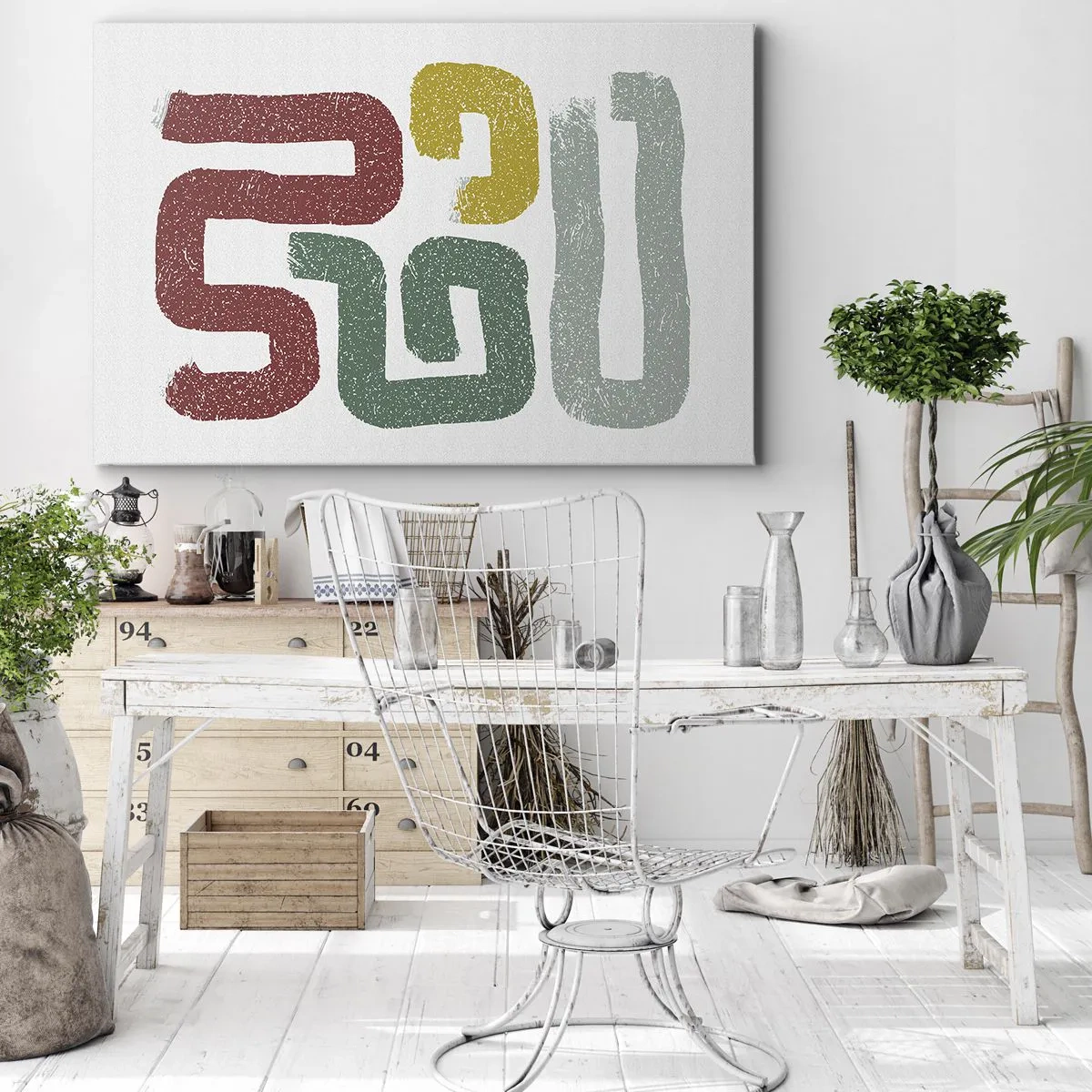 Schilderen op canvas - Kleurrijke geometrische patronen in een abstracte stijl - 70x50cm - In een onbekende taal - Moderne wanddecoratie voor woonkamer en slaapkamer ARTTOR