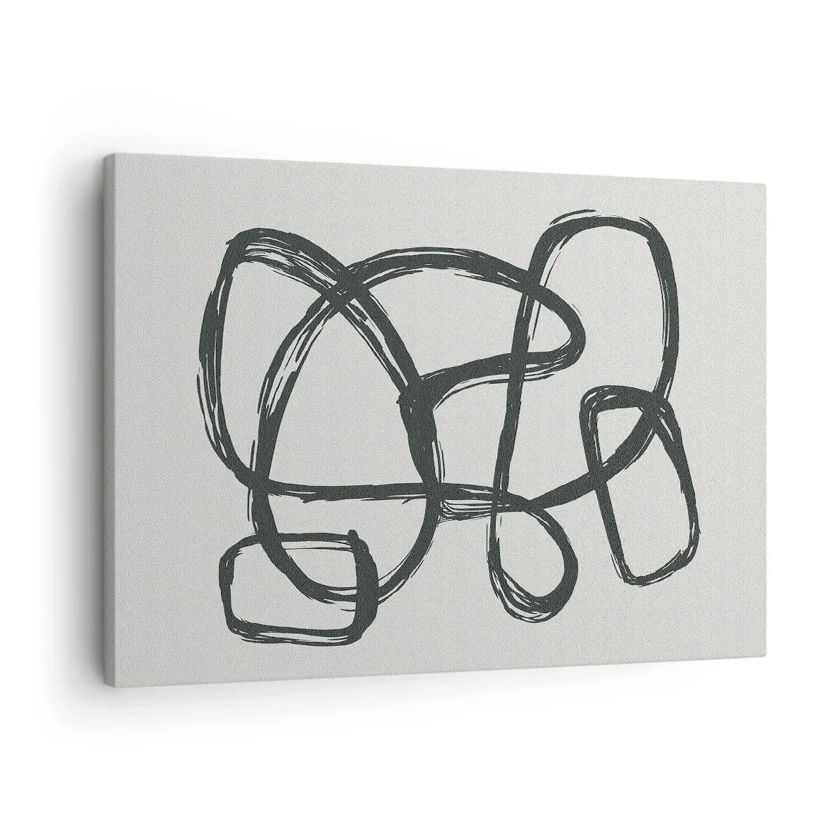 Schilderen op canvas - Abstracte lijnen creëren vrije vormen op een lichte achtergrond - 70x50cm - Lusvormige abstractie - Moderne wanddecoratie voor woonkamer en slaapkamer ARTTOR
