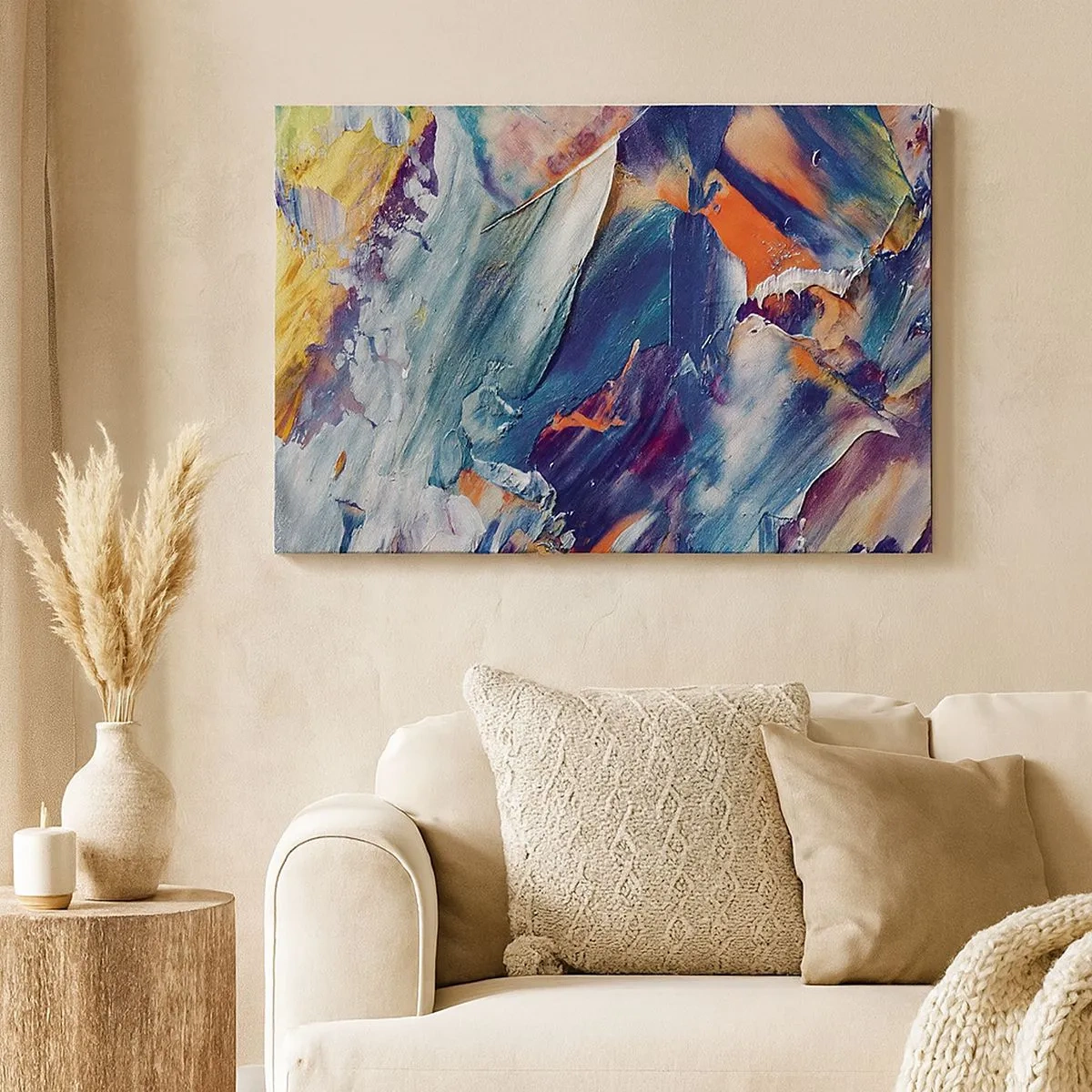 Schilderen op canvas - Kleurrijke abstractie met acrylverftextuur - 70x50cm - Kleur verwarring - Moderne wanddecoratie voor woonkamer en slaapkamer ARTTOR