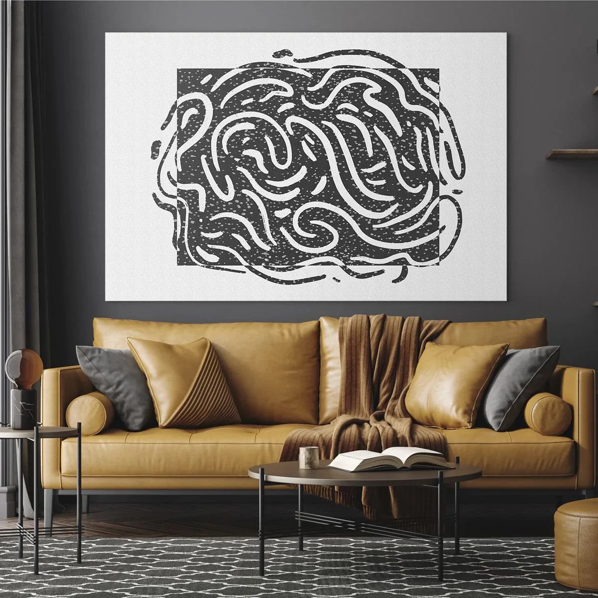 Schilderen op glas - Dynamische abstracte lijnen en stippen creëren een energieke vorm - 70x50cm - Abstractie: vreugdedans - Moderne wanddecoratie voor woonkamer en slaapkamer ARTTOR