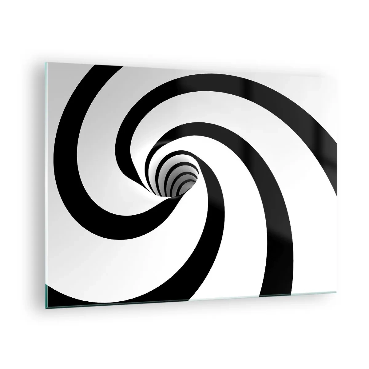 Schilderen op glas - Hypnotiserend spiraalpatroon in zwart-wit - 70x50cm - Toegeven aan de draaikolk? - Moderne wanddecoratie voor woonkamer en slaapkamer ARTTOR