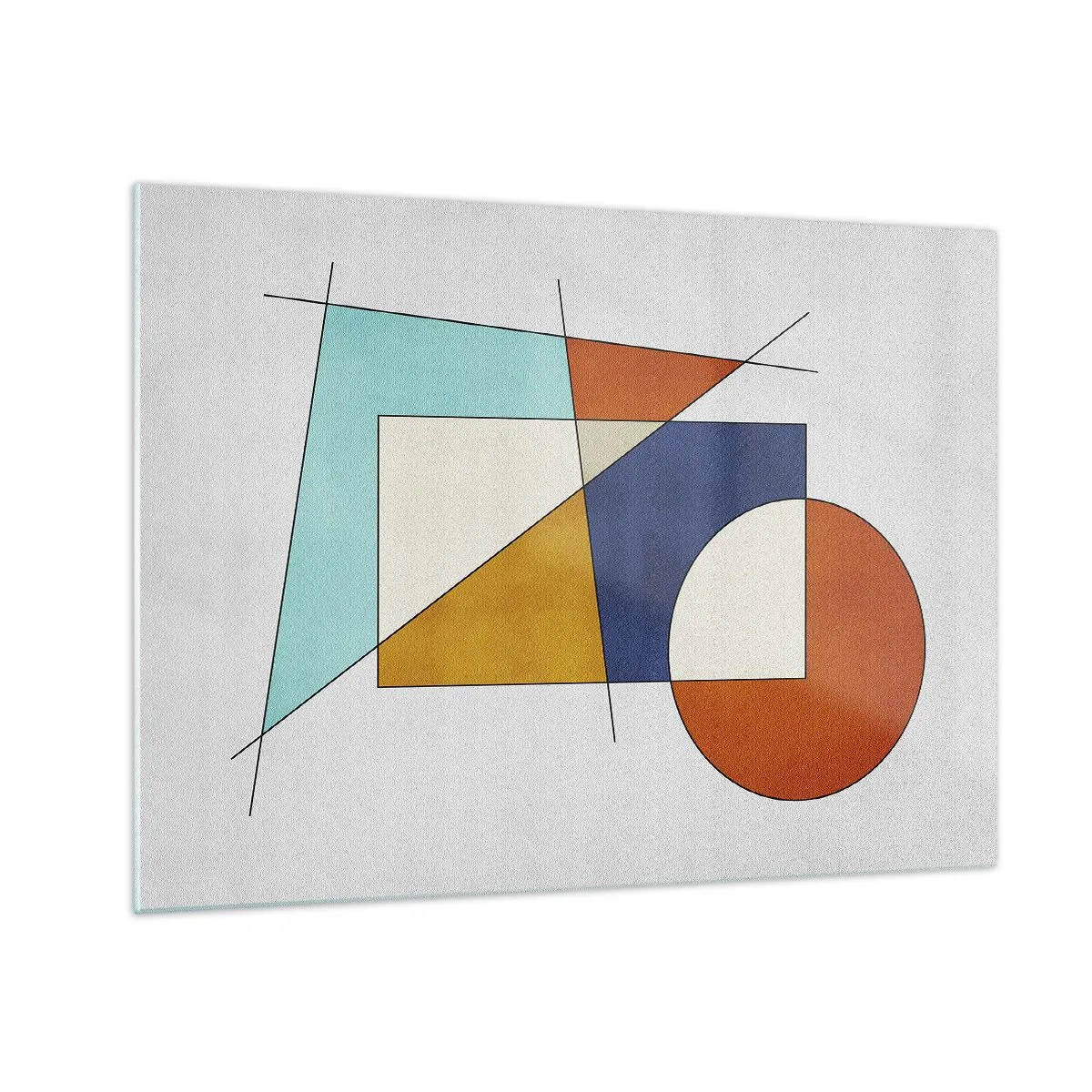 Schilderen op glas - Kleurrijke geometrische vormen op een lichte achtergrond in modernistische stijl - 70x50cm - Abstractie: modernistisch plezier - Moderne wanddecoratie voor woonkamer en slaapkamer ARTTOR