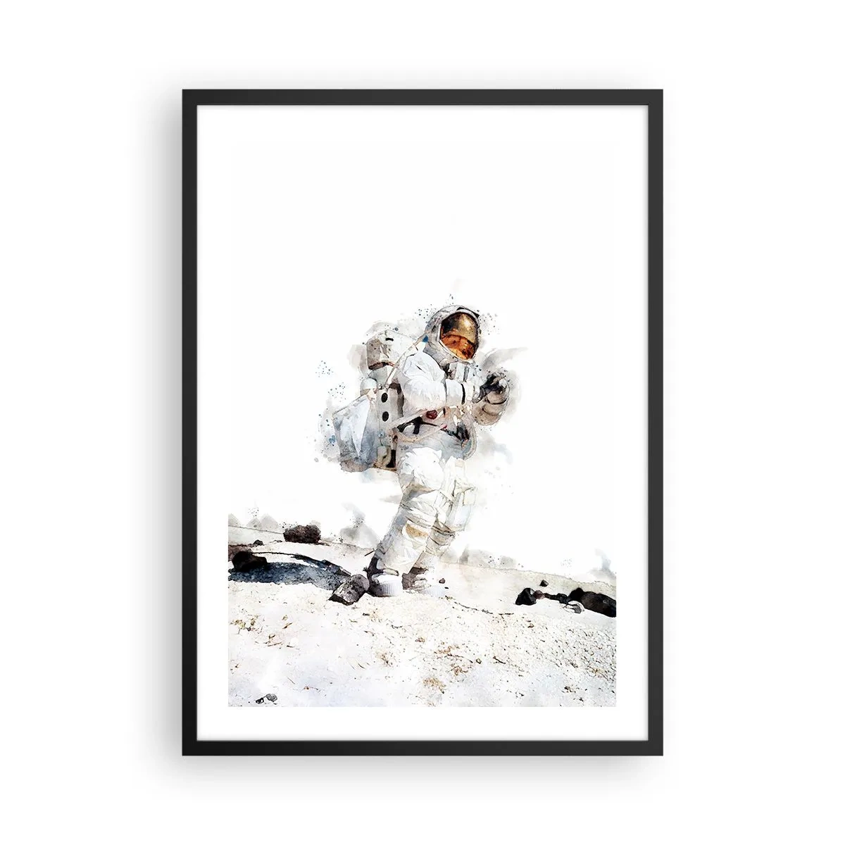 Poster in een zwarte lijst - Een astronaut in een ruimtepak op het oppervlak van de maan - 50x70cm - Gezant van de Aarde - Moderne wanddecoratie voor woonkamer en slaapkamer ARTTOR