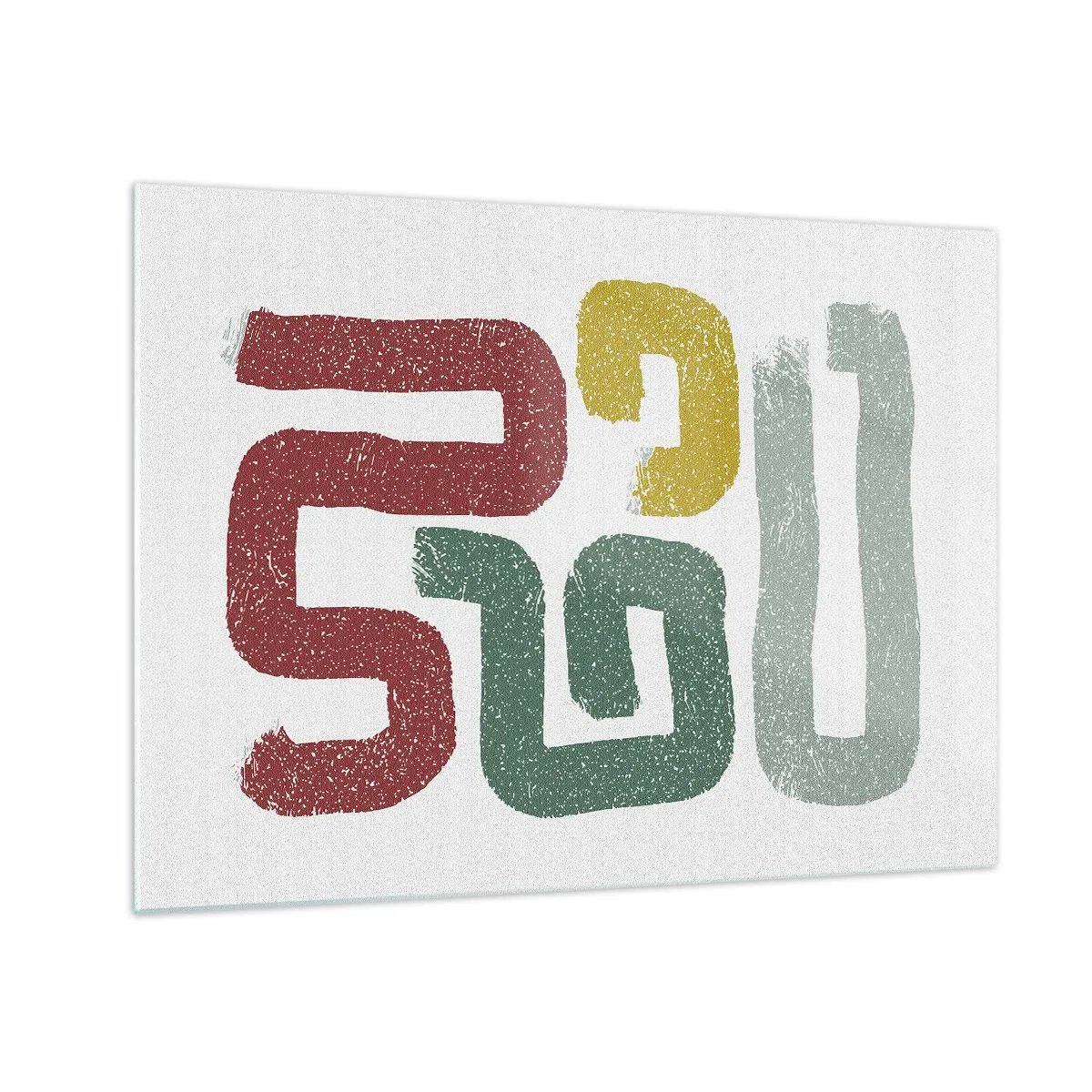 Schilderen op glas - Kleurrijke abstracte tekens op een witte achtergrond - 70x50cm - In een onbekende taal - Moderne wanddecoratie voor woonkamer en slaapkamer ARTTOR