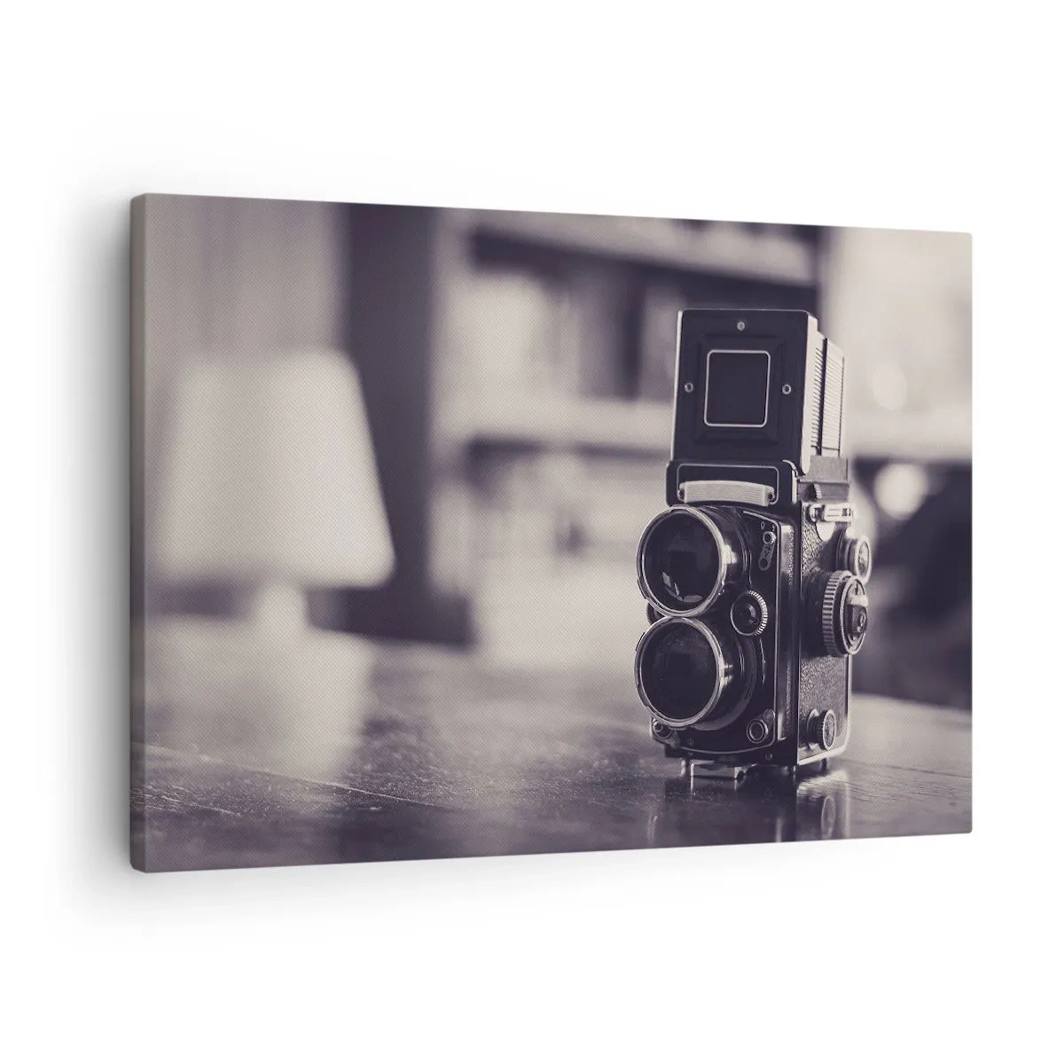Schilderen op canvas - Antieke camera in zwart-wit - 70x50cm - De magie van oude fotografie - Moderne wanddecoratie voor woonkamer en slaapkamer ARTTOR