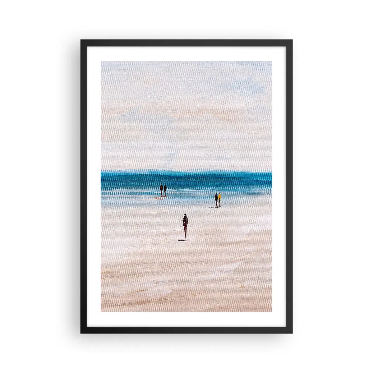 Poster in een zwarte lijst - Minimalistisch strandtafereel - 50x70cm - Een natuurlijke behoefte - Moderne wanddecoratie voor woonkamer en slaapkamer ARTTOR