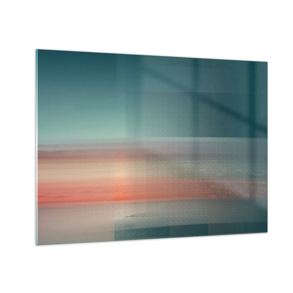 Schilderen op glas - Een pastelabstractie die doet denken aan lichtgolven bij zonsondergang. - 70x50cm - Abstractie: golven van licht - Moderne wanddecoratie voor woonkamer en slaapkamer ARTTOR