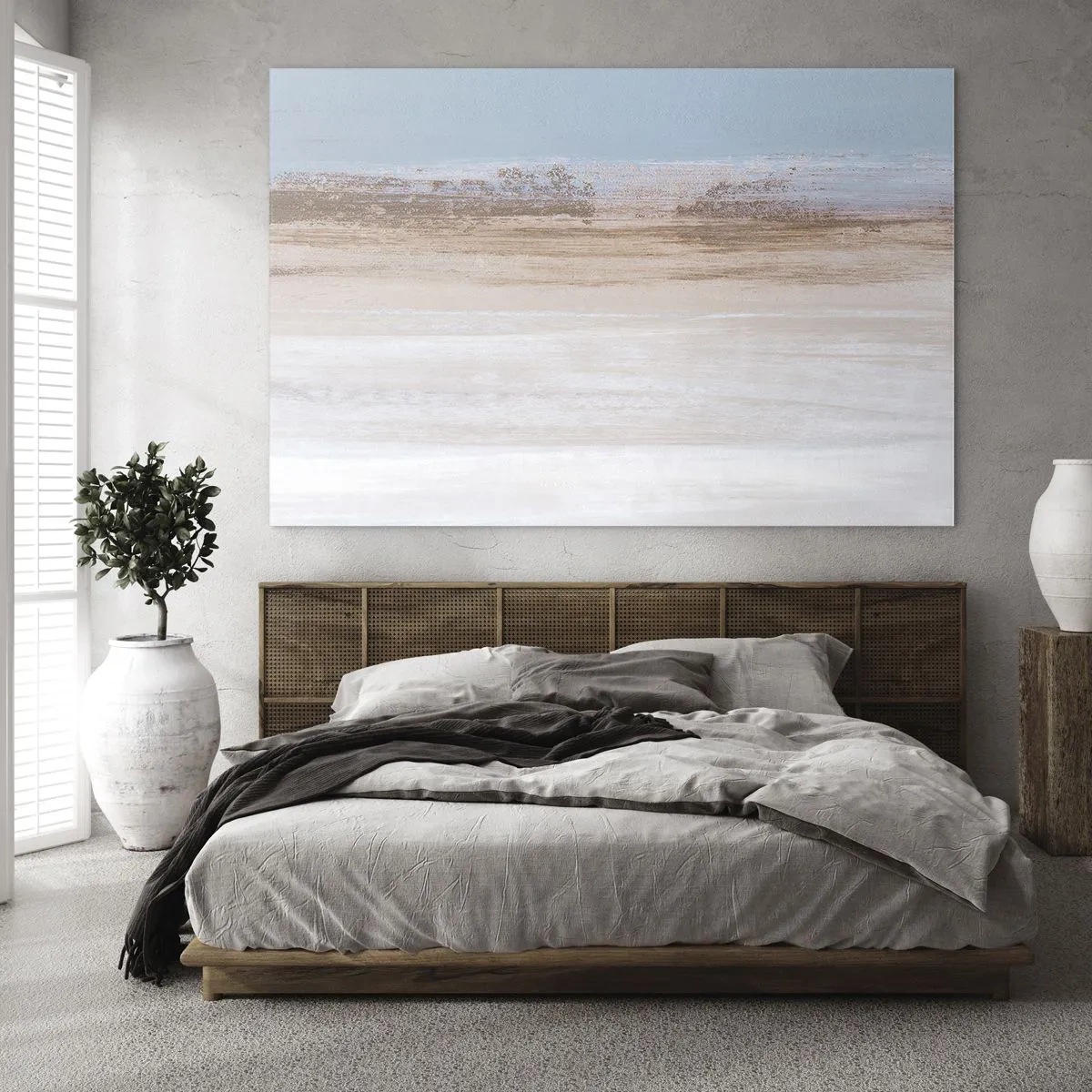 Schilderen op glas - Abstract landschap met pastelkleurige lucht en aarde - 70x50cm - Dubbelzinnig landschap - Moderne wanddecoratie voor woonkamer en slaapkamer ARTTOR